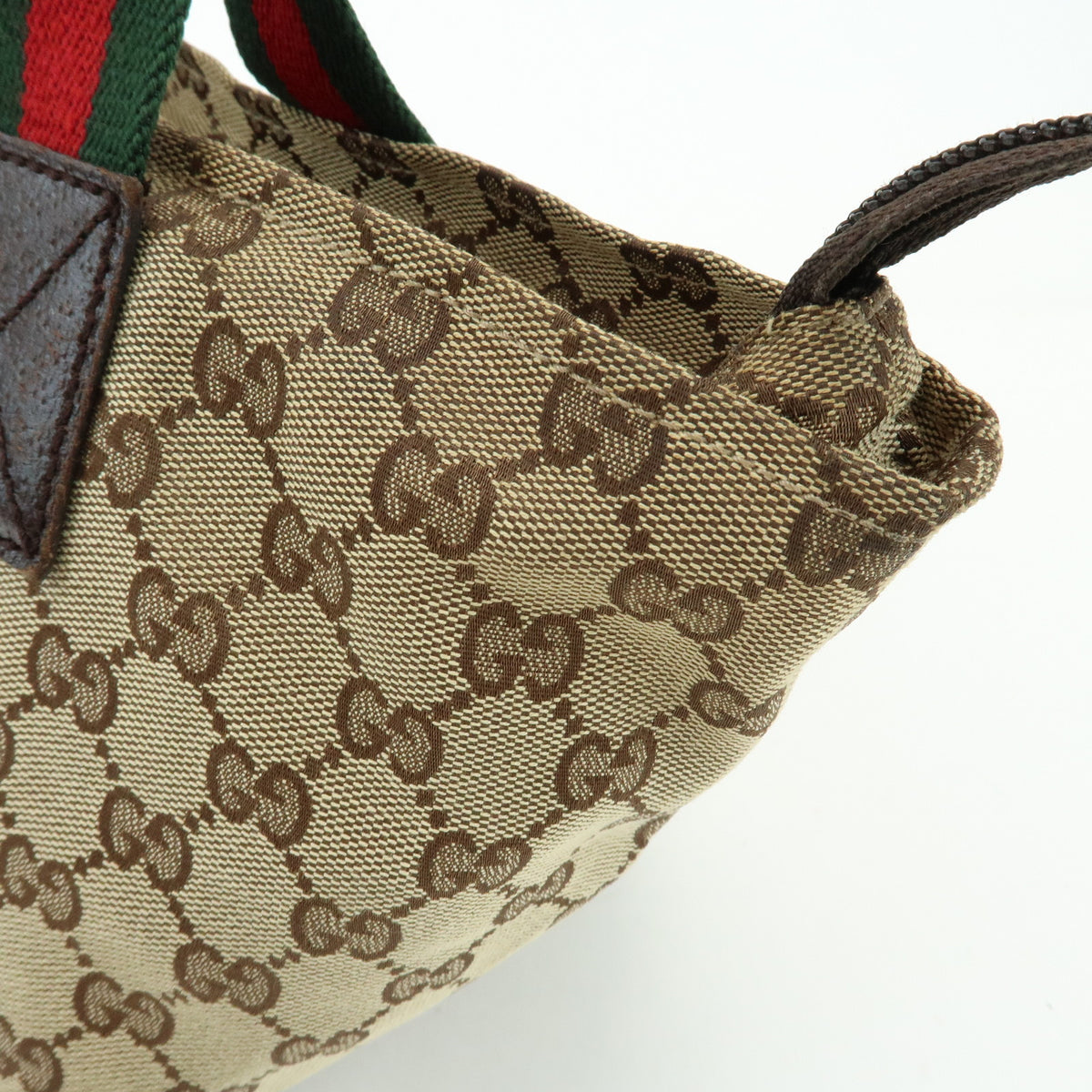 GUCCI Sherry GG Canvas Leather Tote Bag Hand Bag Beige Brown 131228