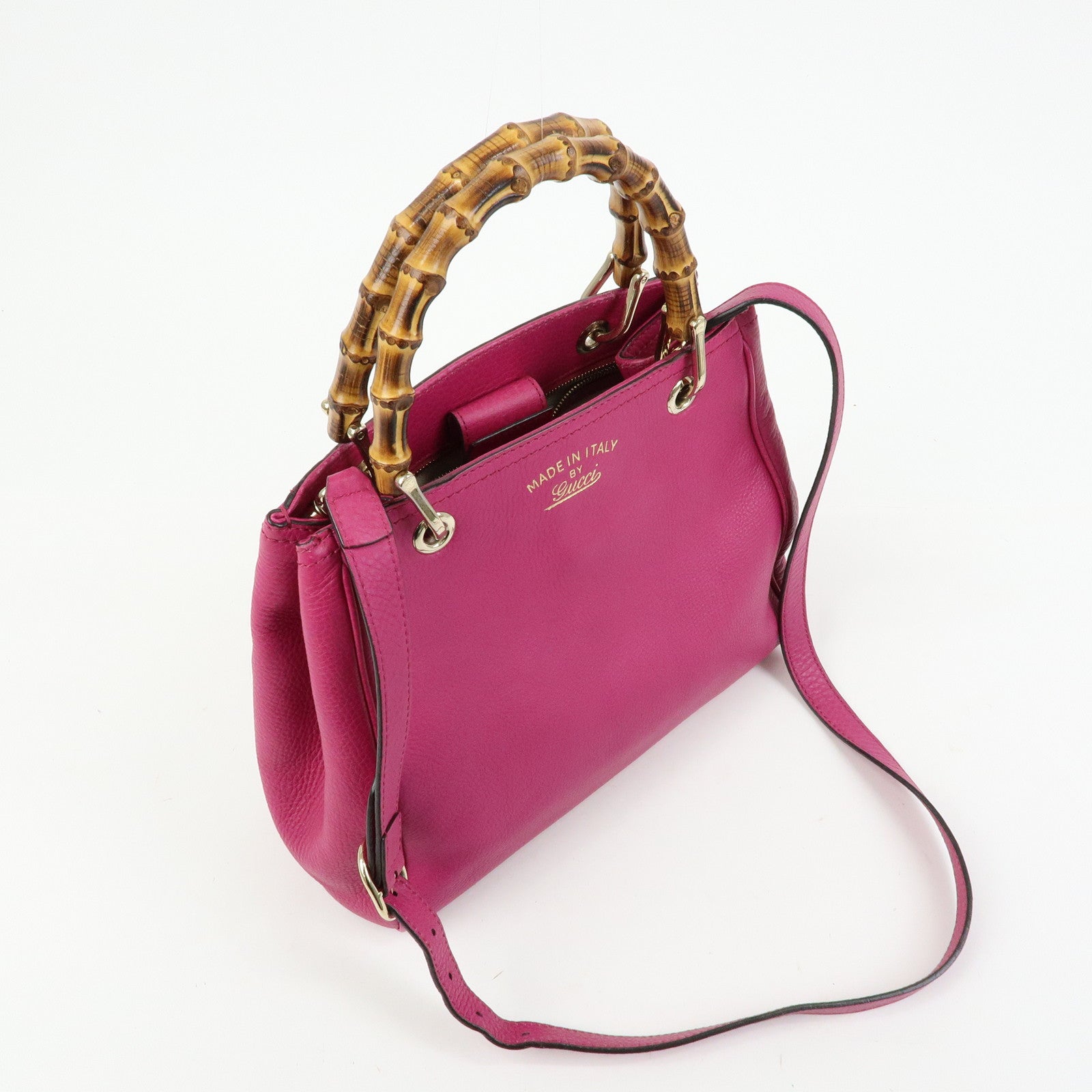 GUCCI Bamboo Shopper Small Leather 2Way Bag Tote Bag Pink 336032