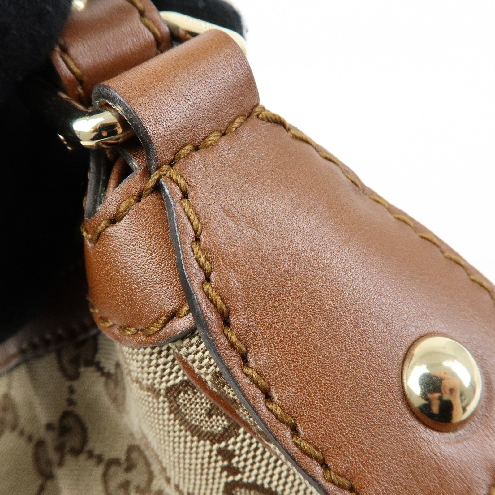GUCCI Sukey Interlocking G GG Canvas Leather Shoulder Bag Beige 232955