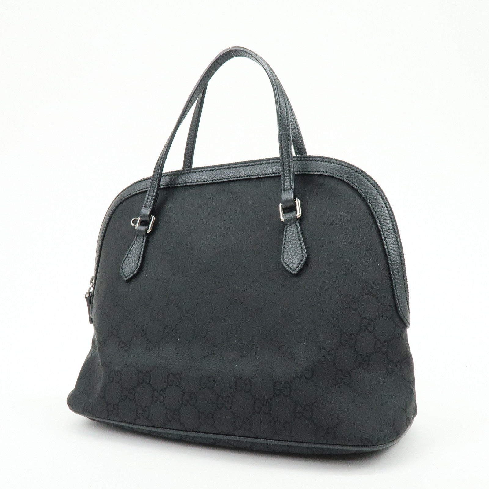 GUCCI GG Nylon Leather 2Way Bag Hand Shoulder Bag Black 420023