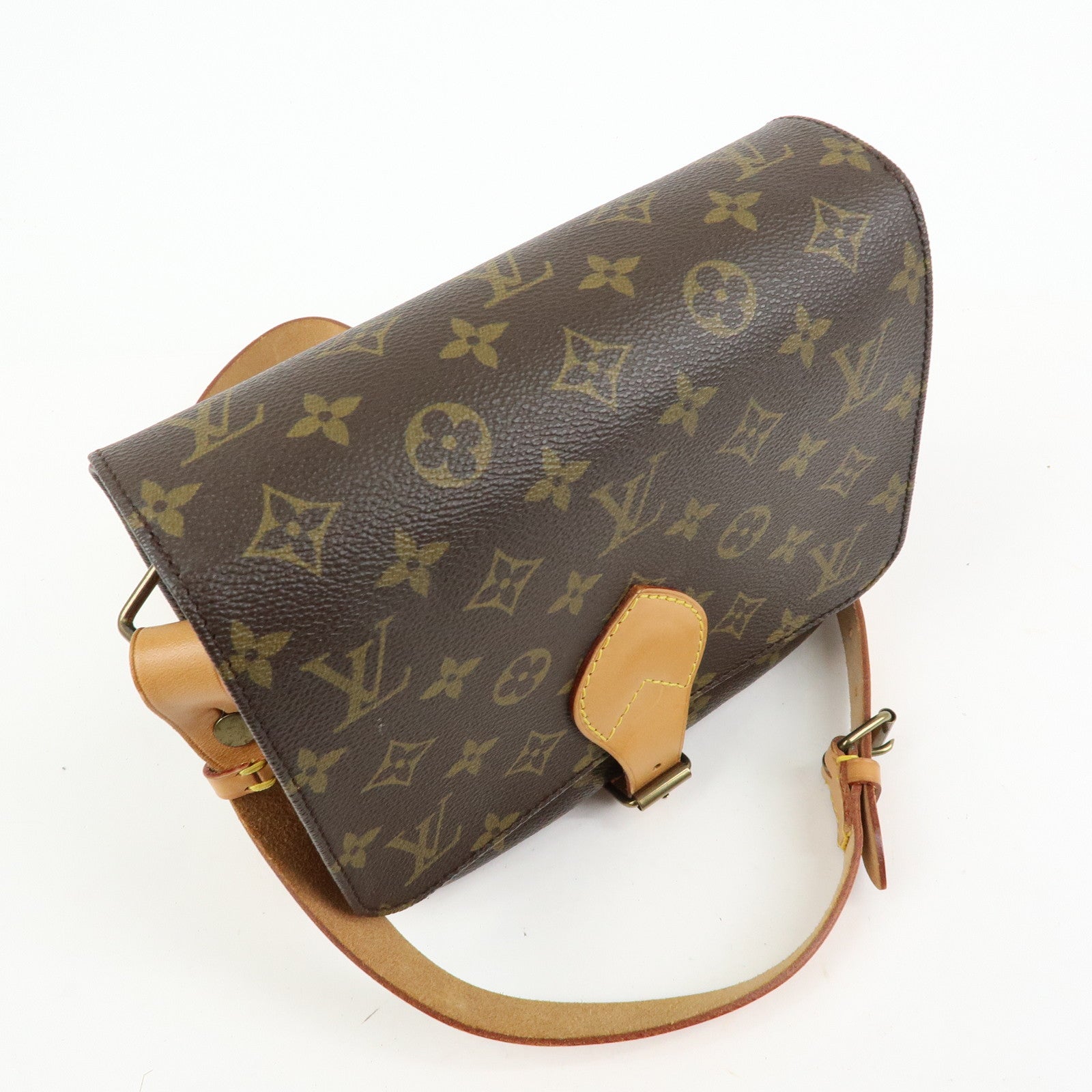Louis Vuitton Monogram Cartouchiere MM Shoulder Bag Brown M51253