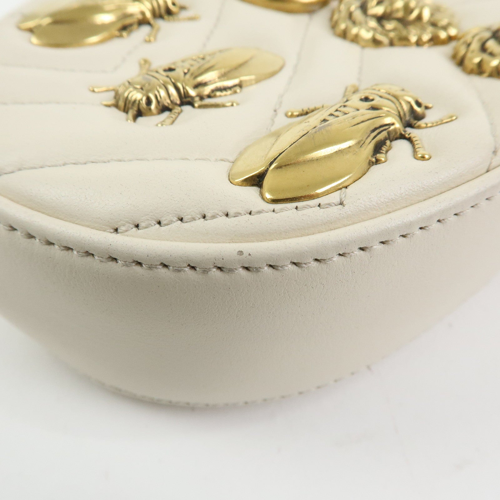 GUCCI GG Marmont Leather Waist Bag Lion Cicada Ivory 476434