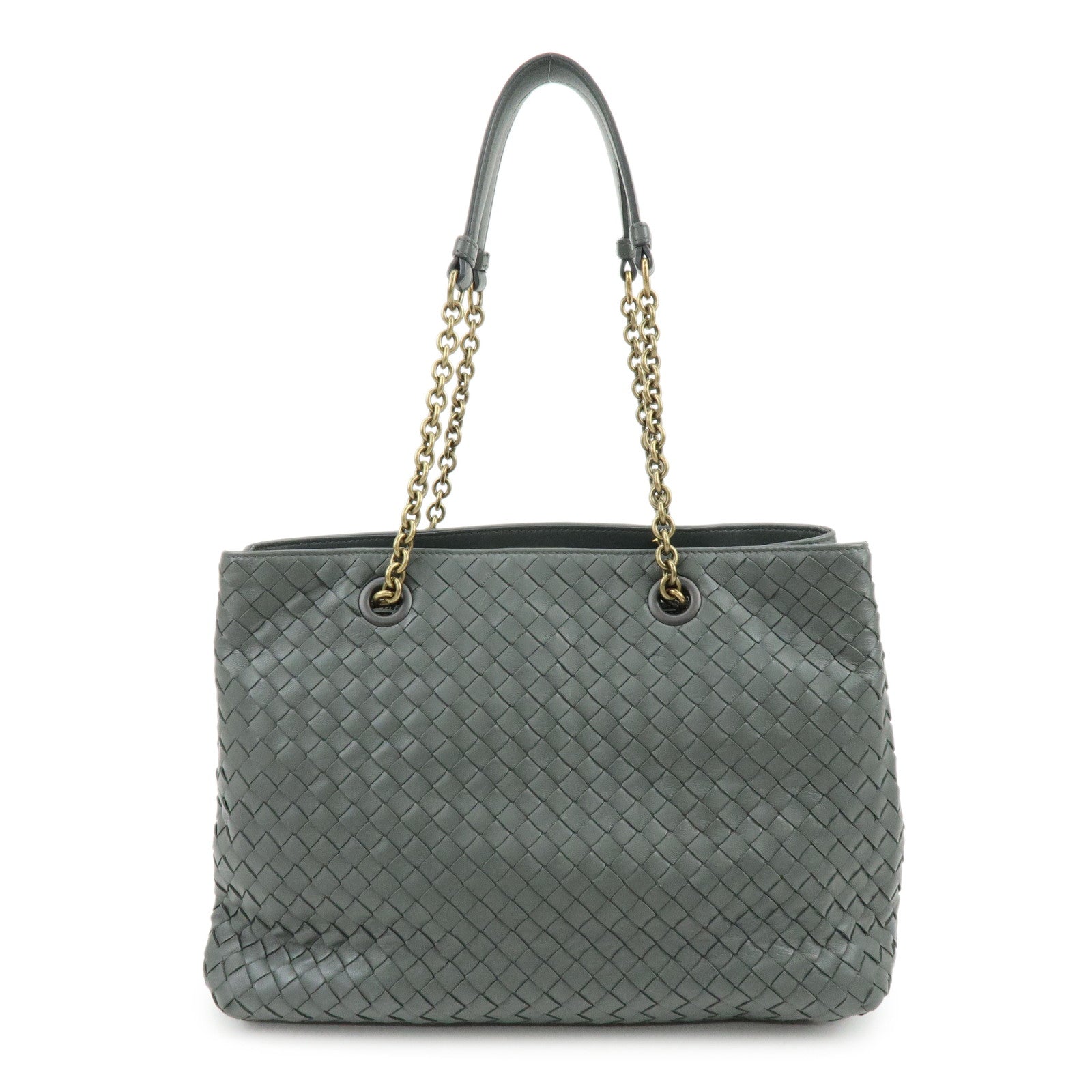 BOTTEGA VENETA Intrecciato Leather Chain Shoulder Bag Gray B07669596G