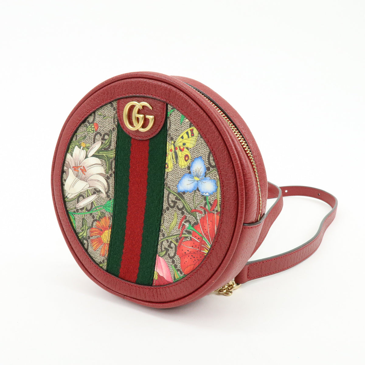 GUCCI Ophidia Sherry Flora GG Supreme Leather Backpack Red Beige 598661