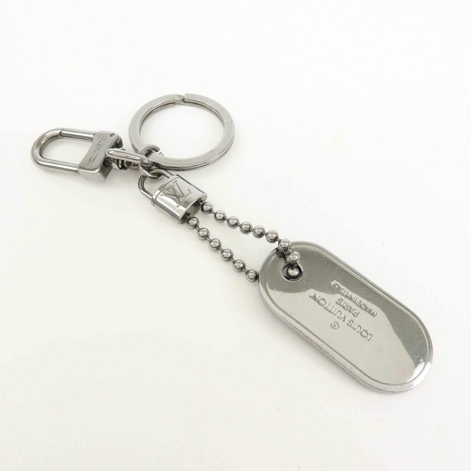 Louis Vuitton Monogram Eclips Porte Cles Tab ID Metal Key Chain M63618