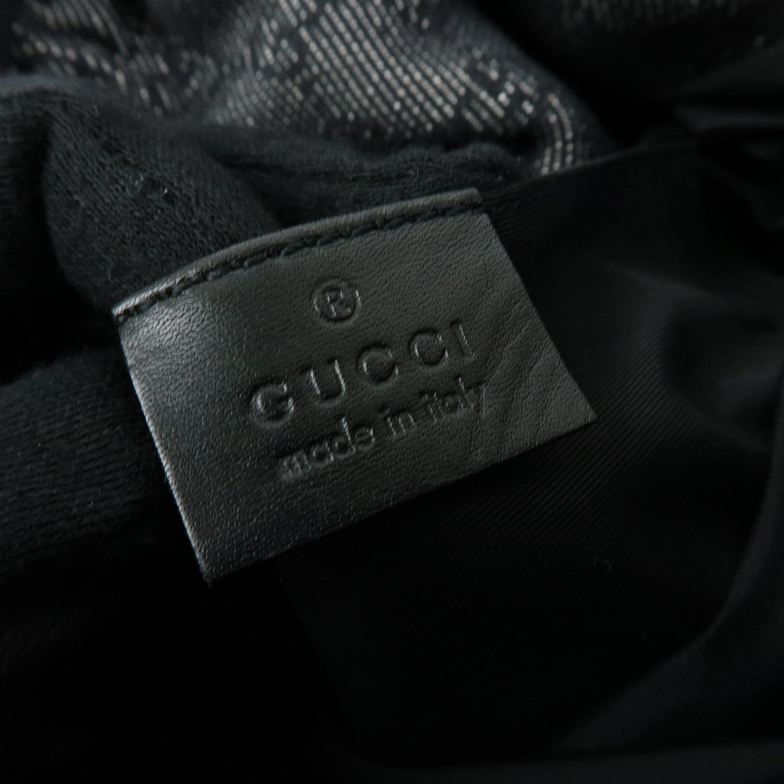 GUCCI Bamboo GG Monogram Denim Shoulder Bag Hand Bag Black 92709