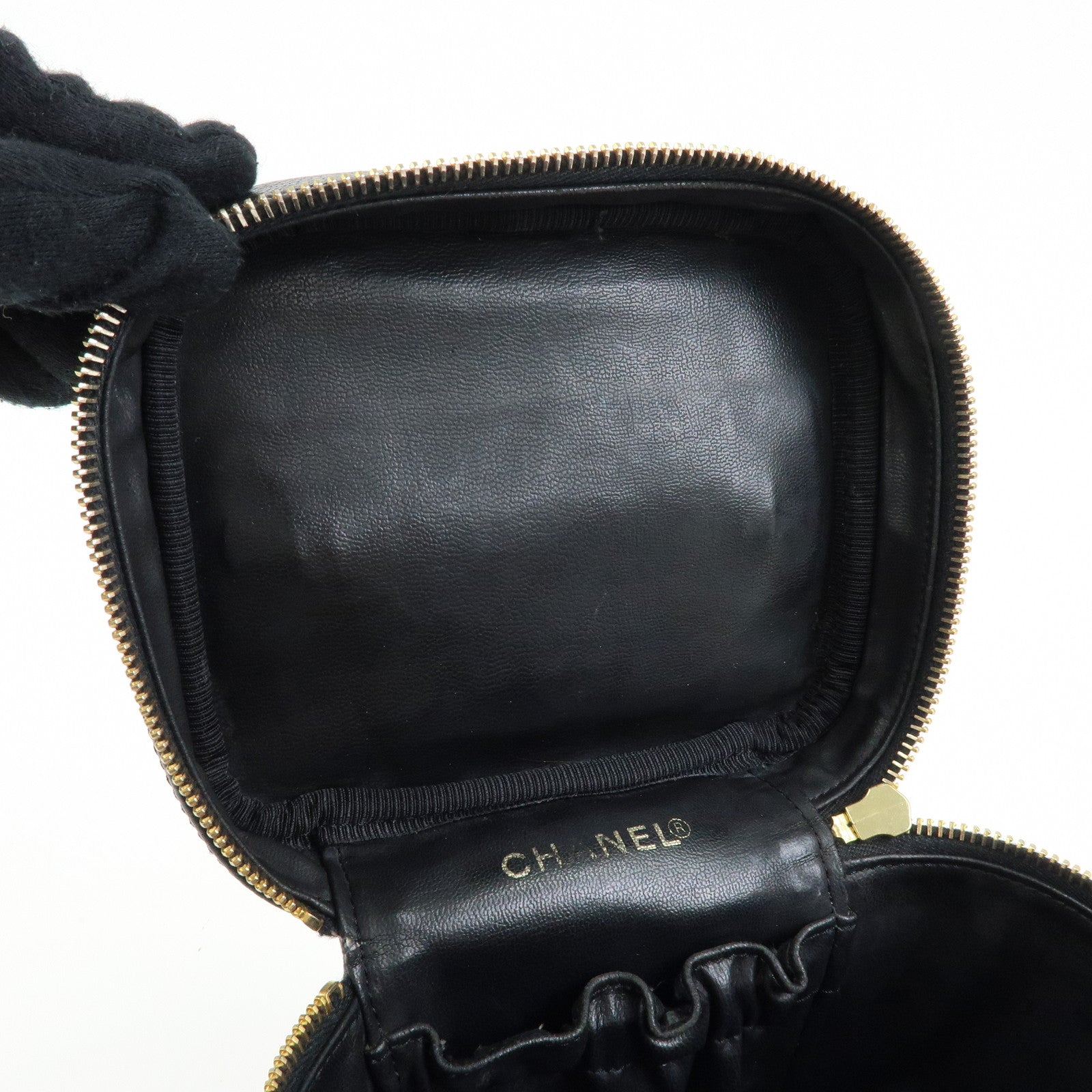 CHANEL COCO Mark Caviarskin Vanity Bag Cosmetic Bag Black A01998