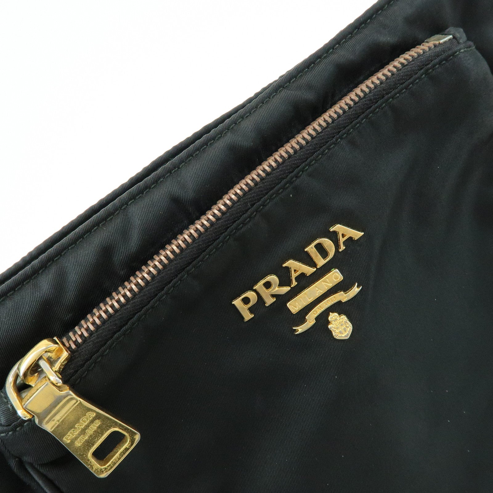 PRADA Nylon Saffiano Leather Shoulder Bag Crossbody Bag Black