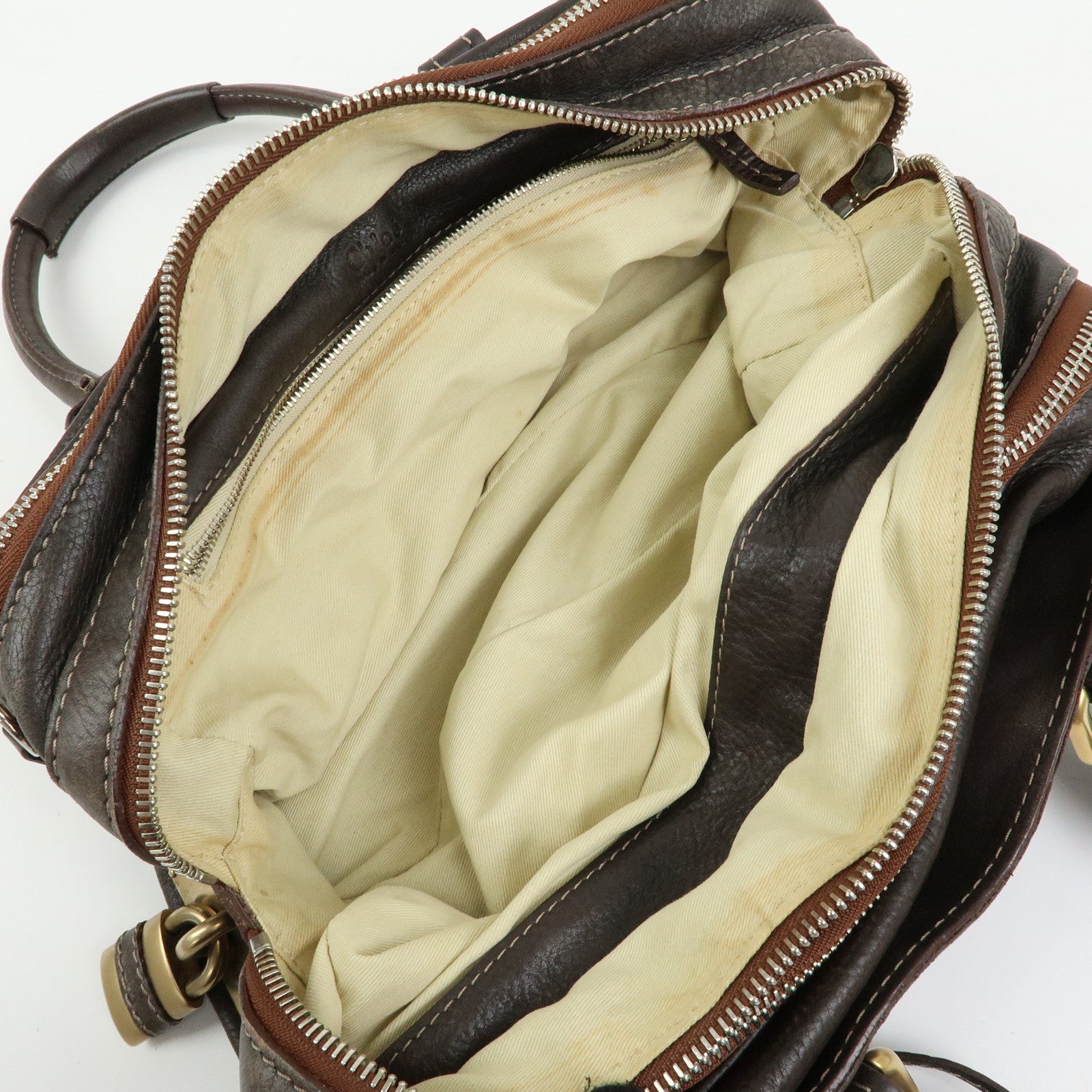 Chloe Paddington Leather Mini Hand Bag Shoulder Bag Brown