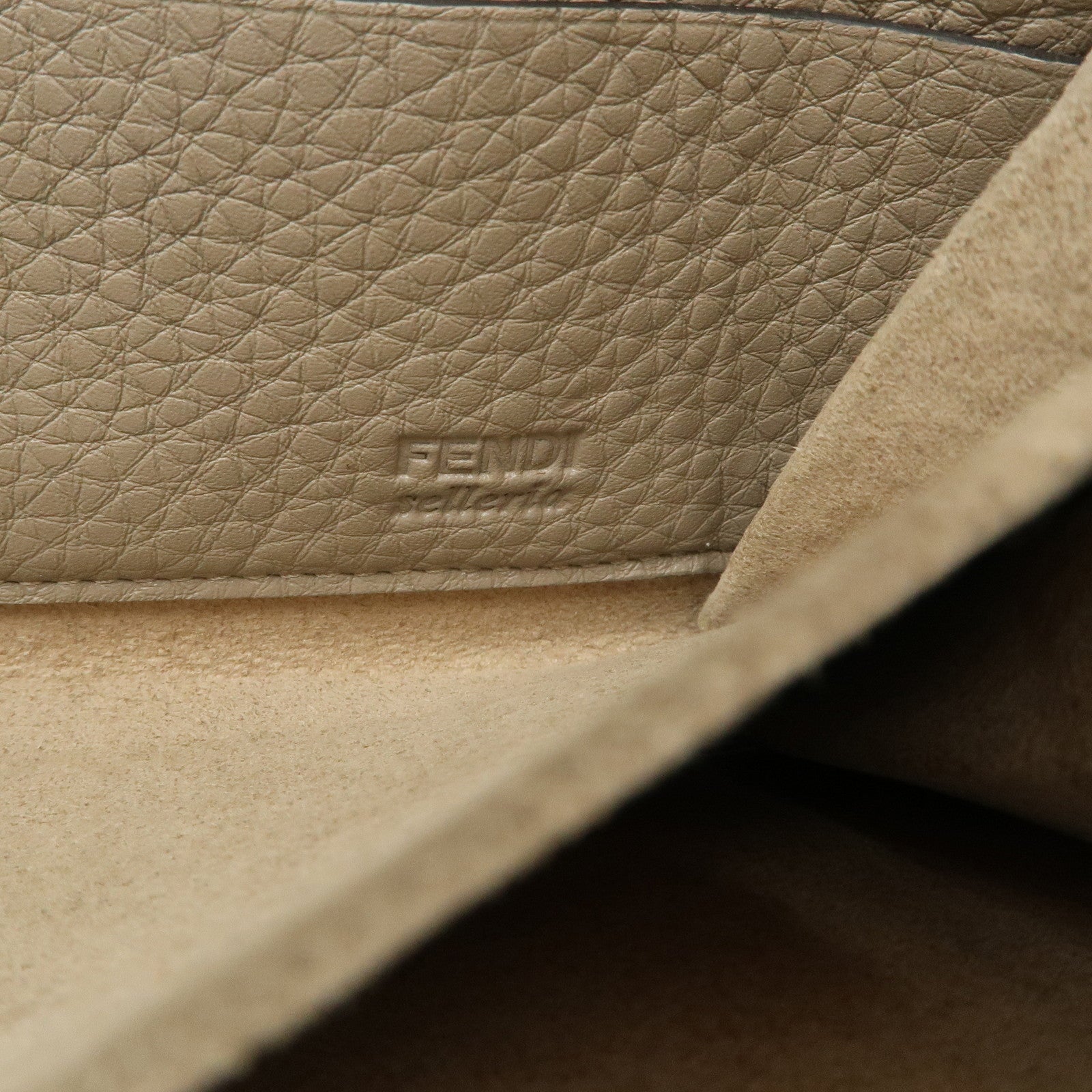 FENDI Selleria Leather Zip Around Long Wallet Greige 8M0374 Used