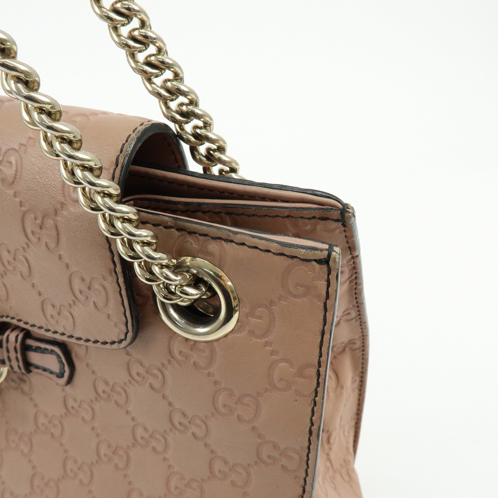 GUCCI Horsebit Guccissima Emily Leather Chain Shoulder Bag 295402