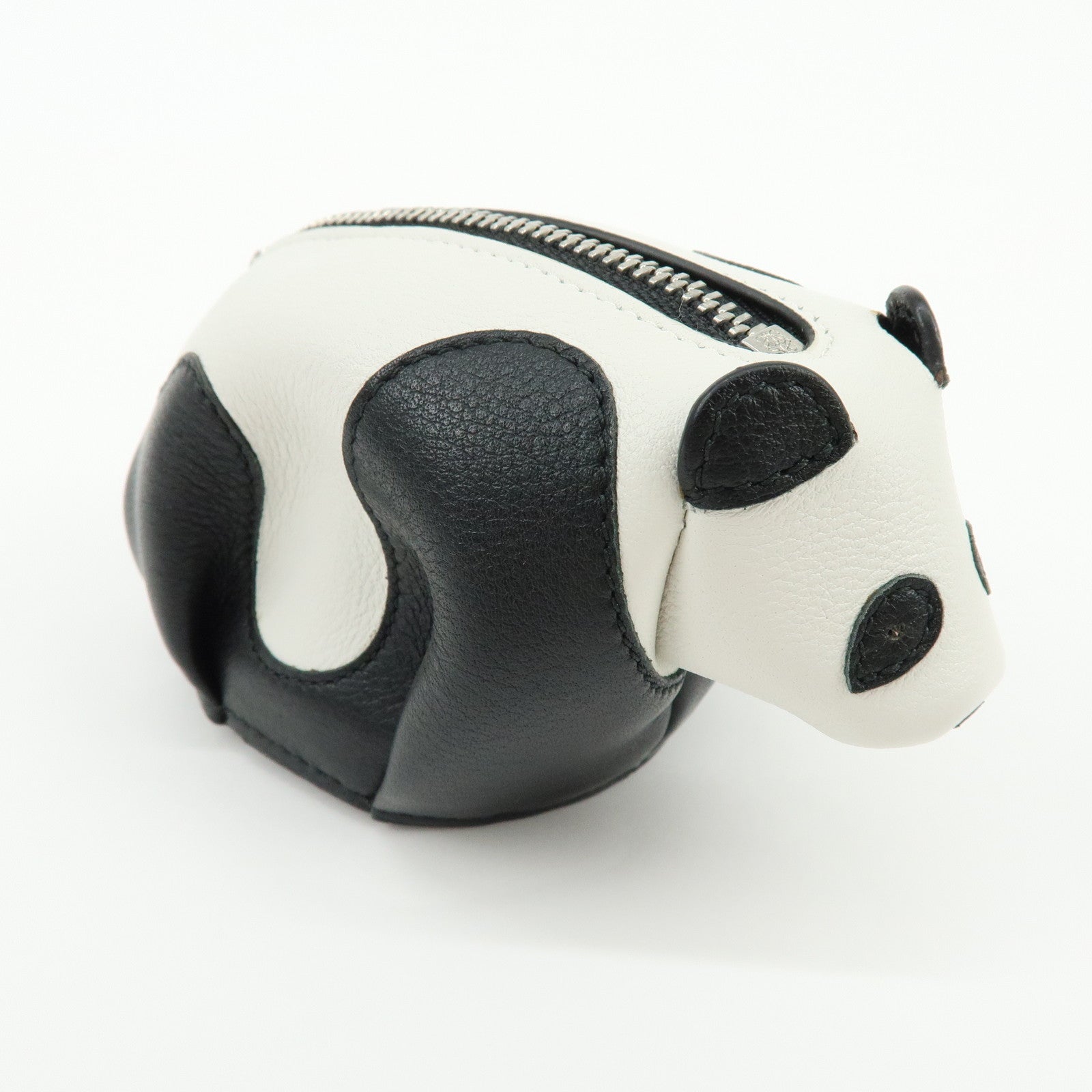 LOEWE PANDA Animal Leather Coin Case Coin Purse White Black