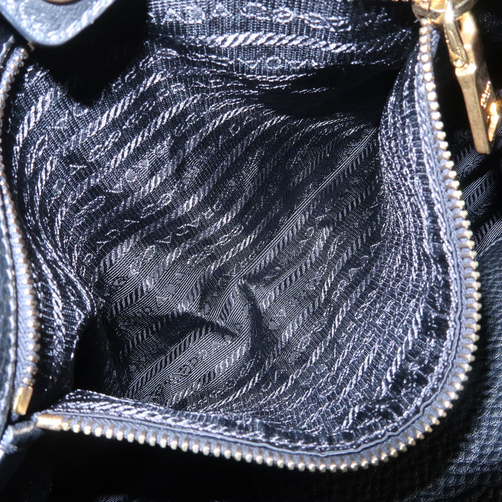 PRADA Nylon Leather Tote Bag Shoulder Bag Black Gold HDW BR4635 Used