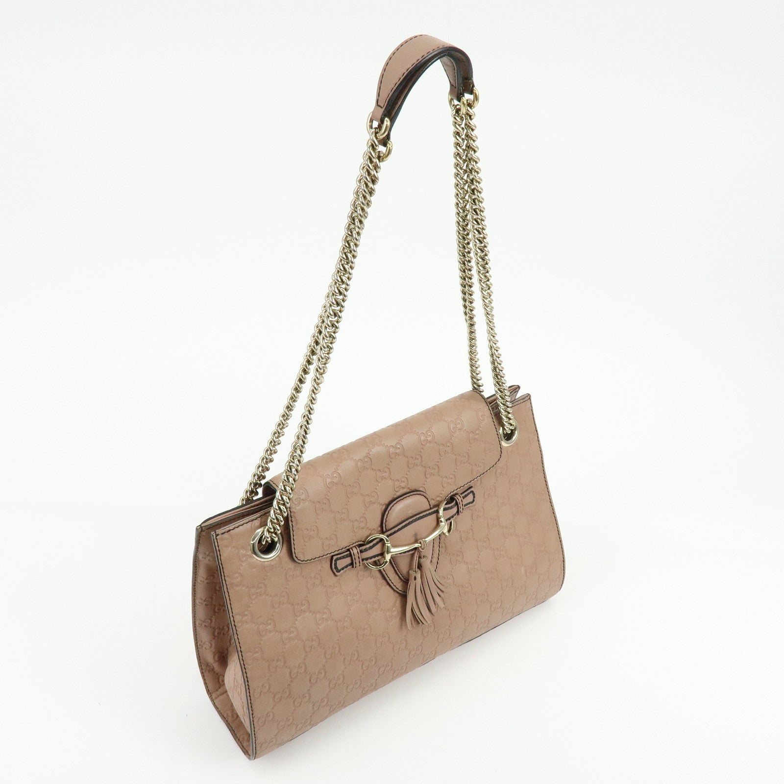 GUCCI Horsebit Guccissima Emily Leather Chain Shoulder Bag 295402