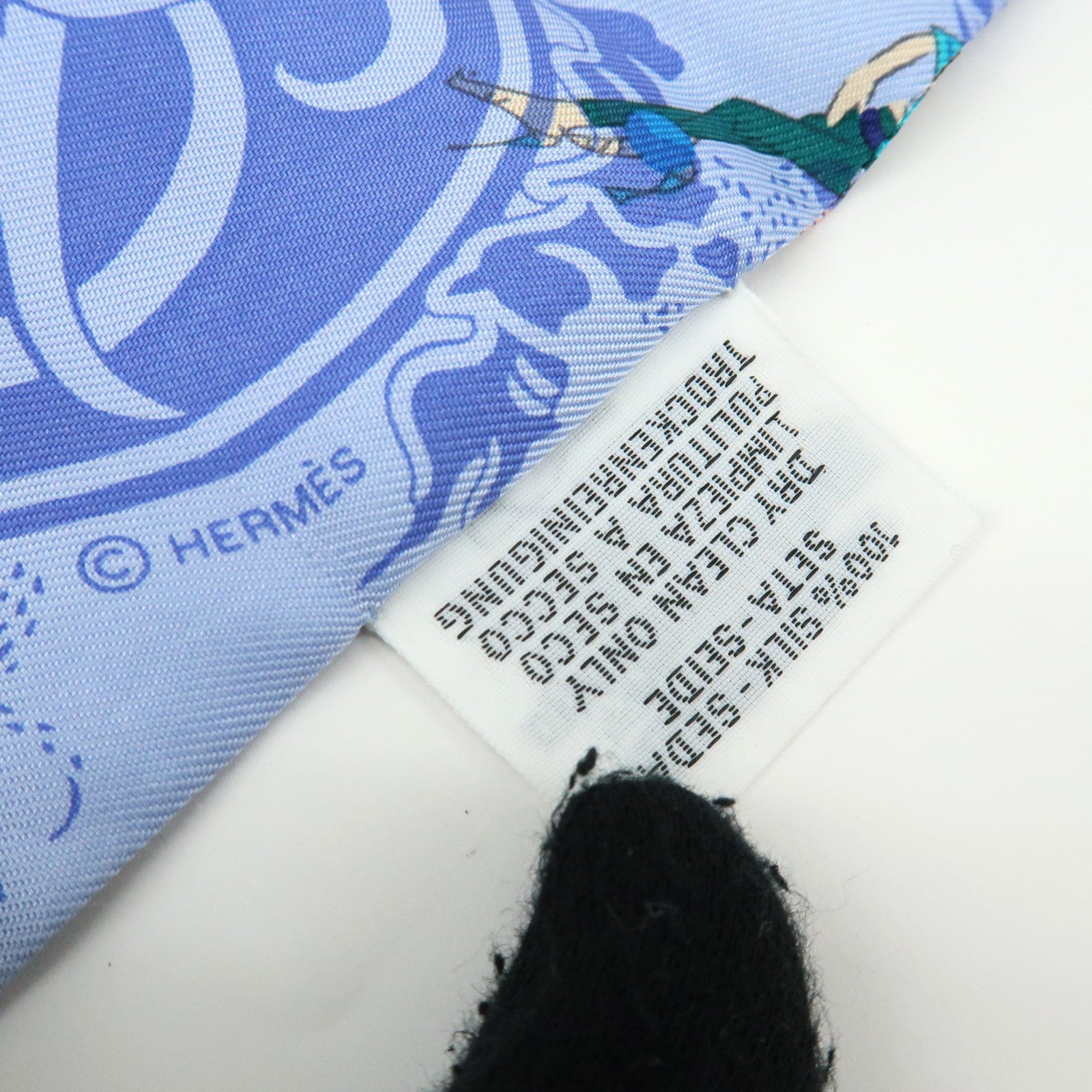 HERMES Twilly Silk 100% Scarf Ex-Libris Les Parisiennes Light Blue
