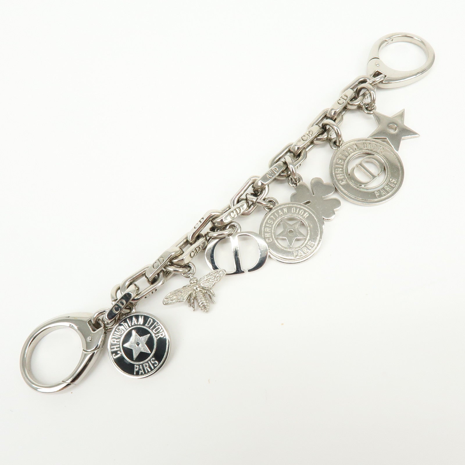 Christian Dior 30 Montaigne Metal Star Clover Bee Bag Charm Silver