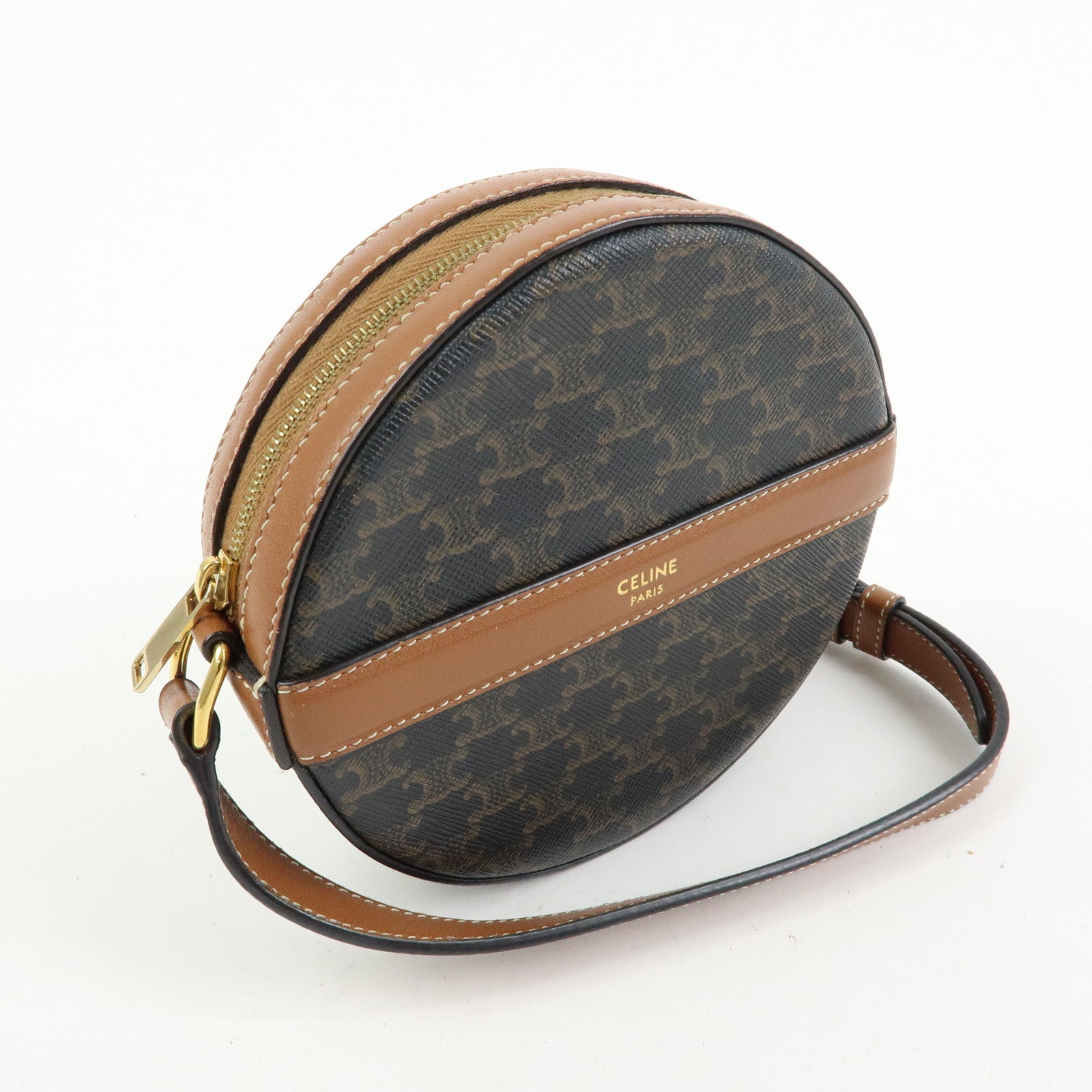 CELINE Triomphe PVC Leather Shoulder Bag Crossbody Bag Brown