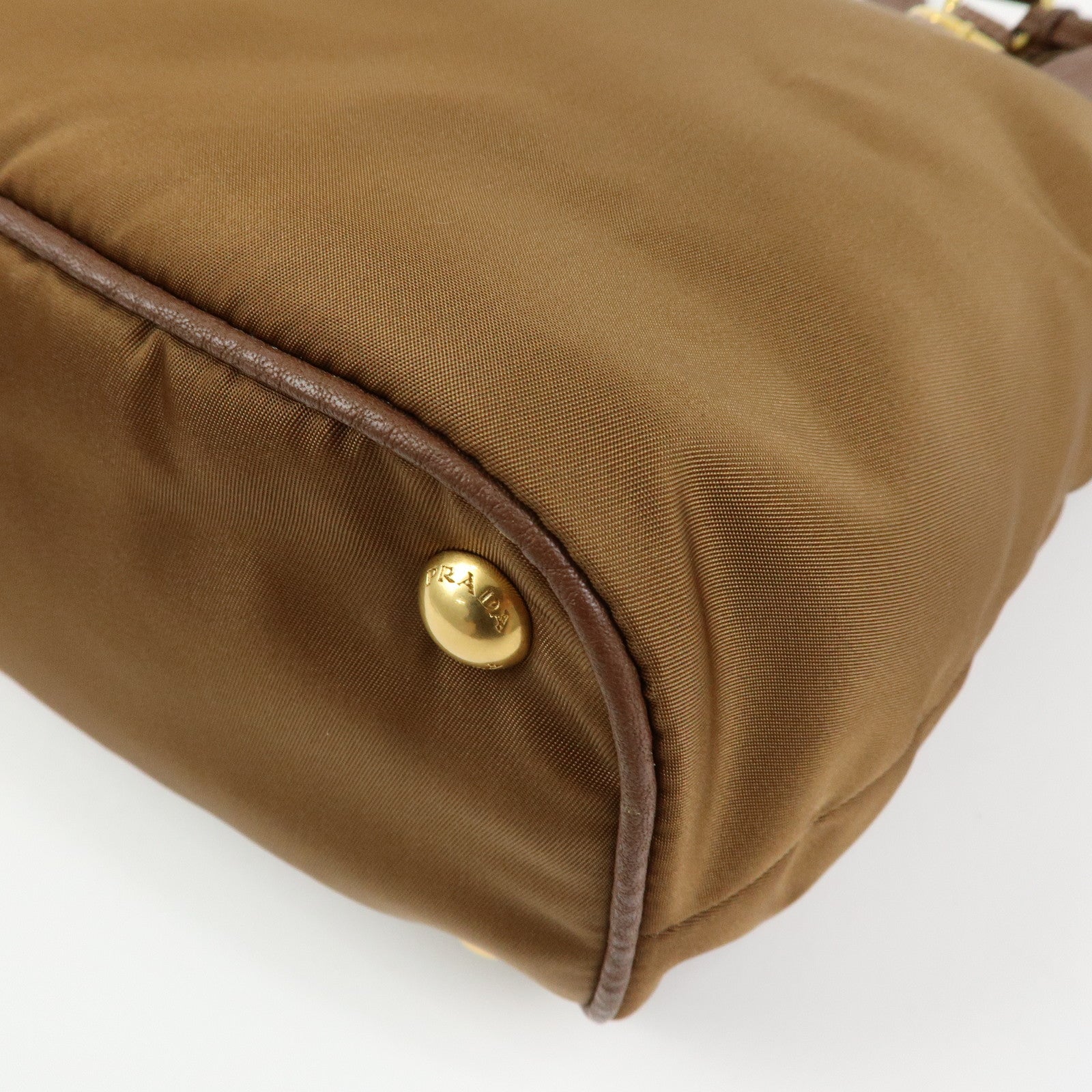 PRADA Logo Nylon Leather 2Way Bag Shoulder Bag Brown BR4991