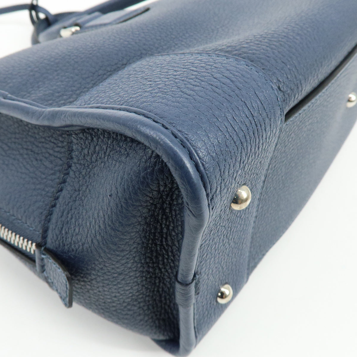 LOEWE Anagram Amazona 36 Leather Hand Bag Boston Bag Navy