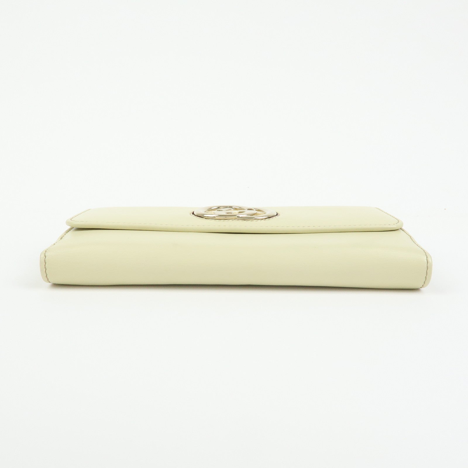 GUCCI Interlocking G Leather W Hook Long Wallet Ivory 162360