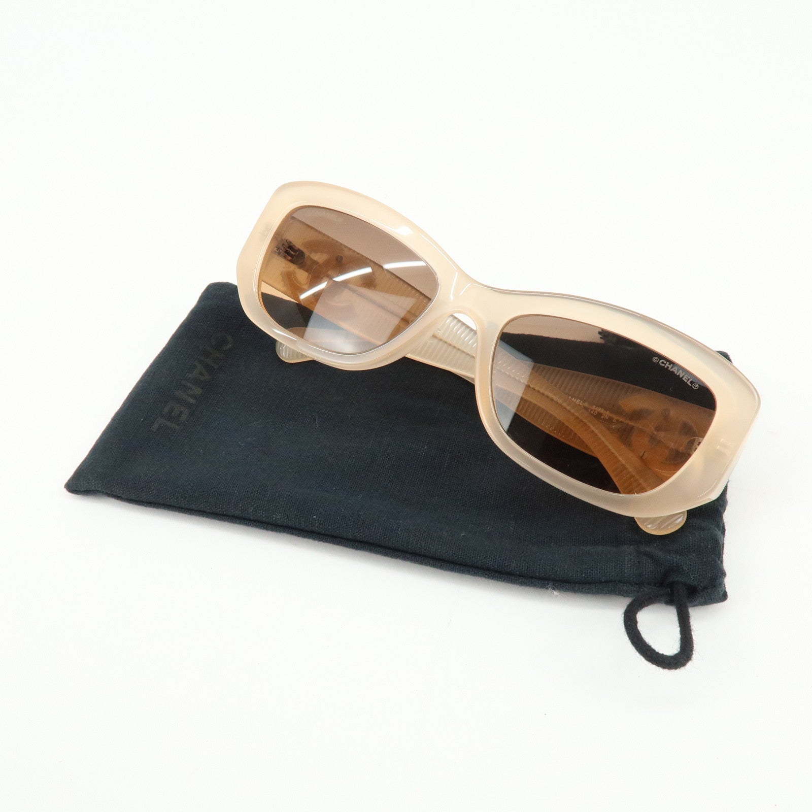 CHANEL COCO Mark Plastic Sunglasses Pink Brown 5493-A
