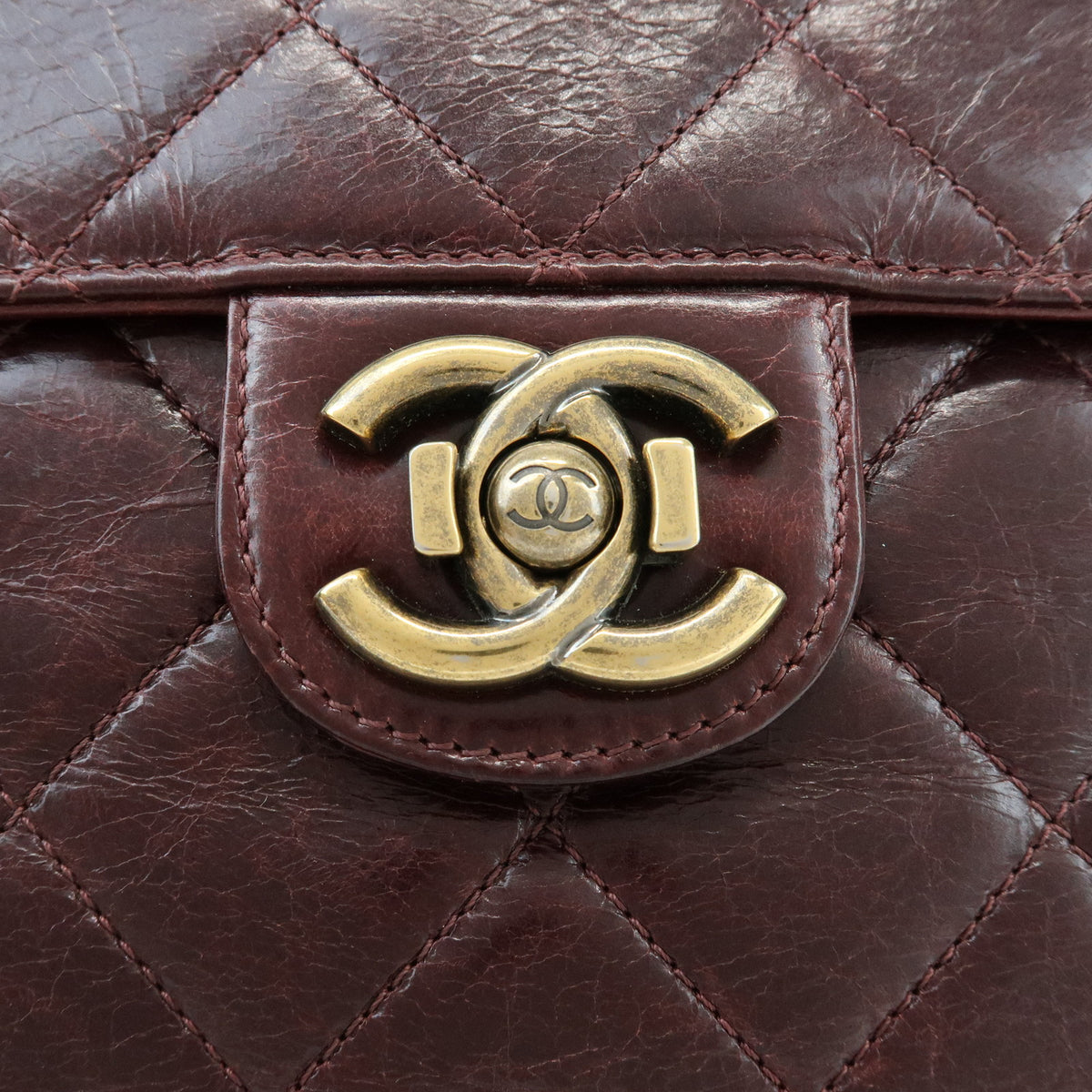 CHANEL Matelasse COCO Mark Leather Chain Shoulder Bag Burgundy