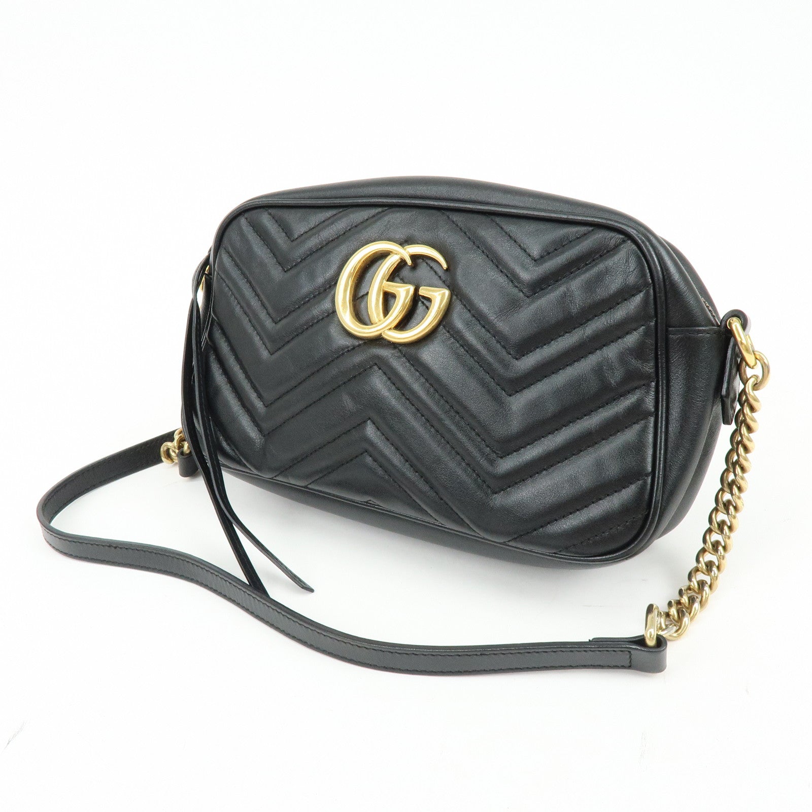 GUCCI GG Marmont Leather Shoulder Bag Crossbody Bag Black 447632