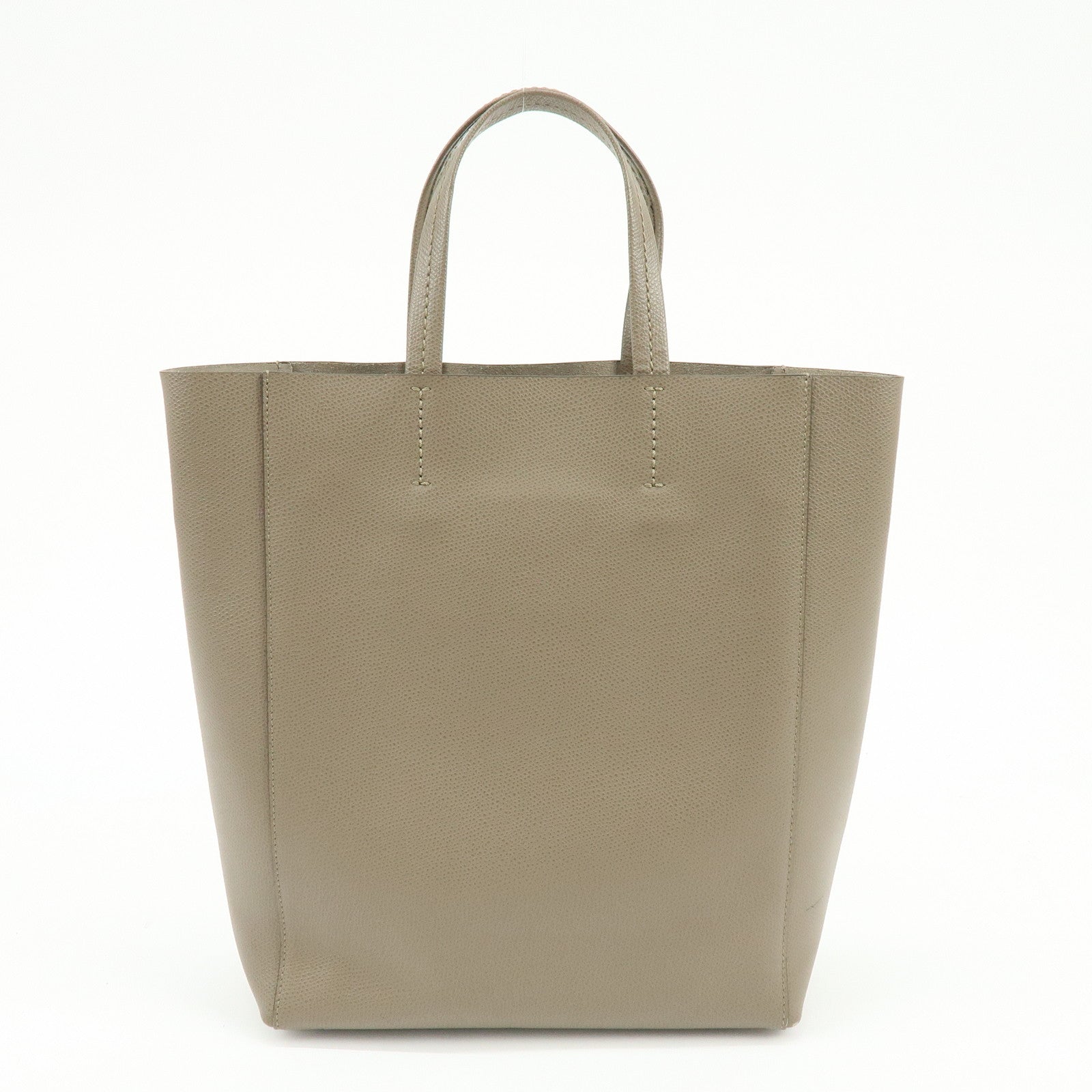 CELINE Vertical Cabas Leather 2Way Hand Bag Shouder Bag Greige