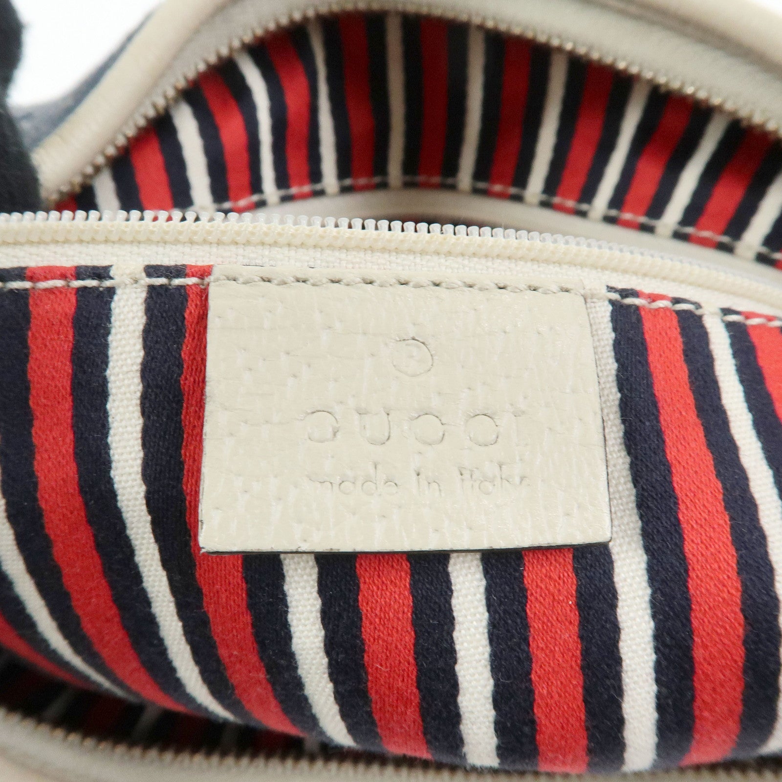 GUCCI Abbey Canvas Leather Shoulder Bag Hand Bag Navy White 130738