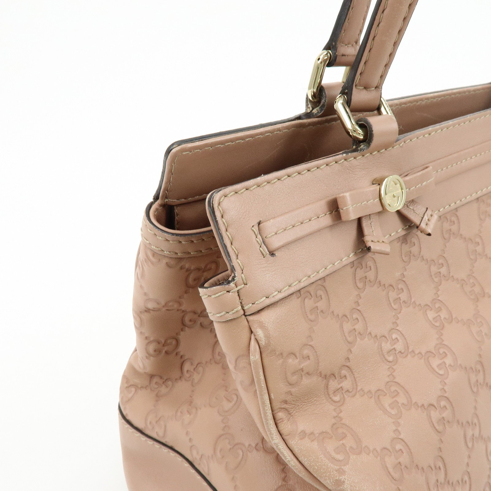GUCCI Guccissima Leather Mayfair Tote Shoulder Bag Pink