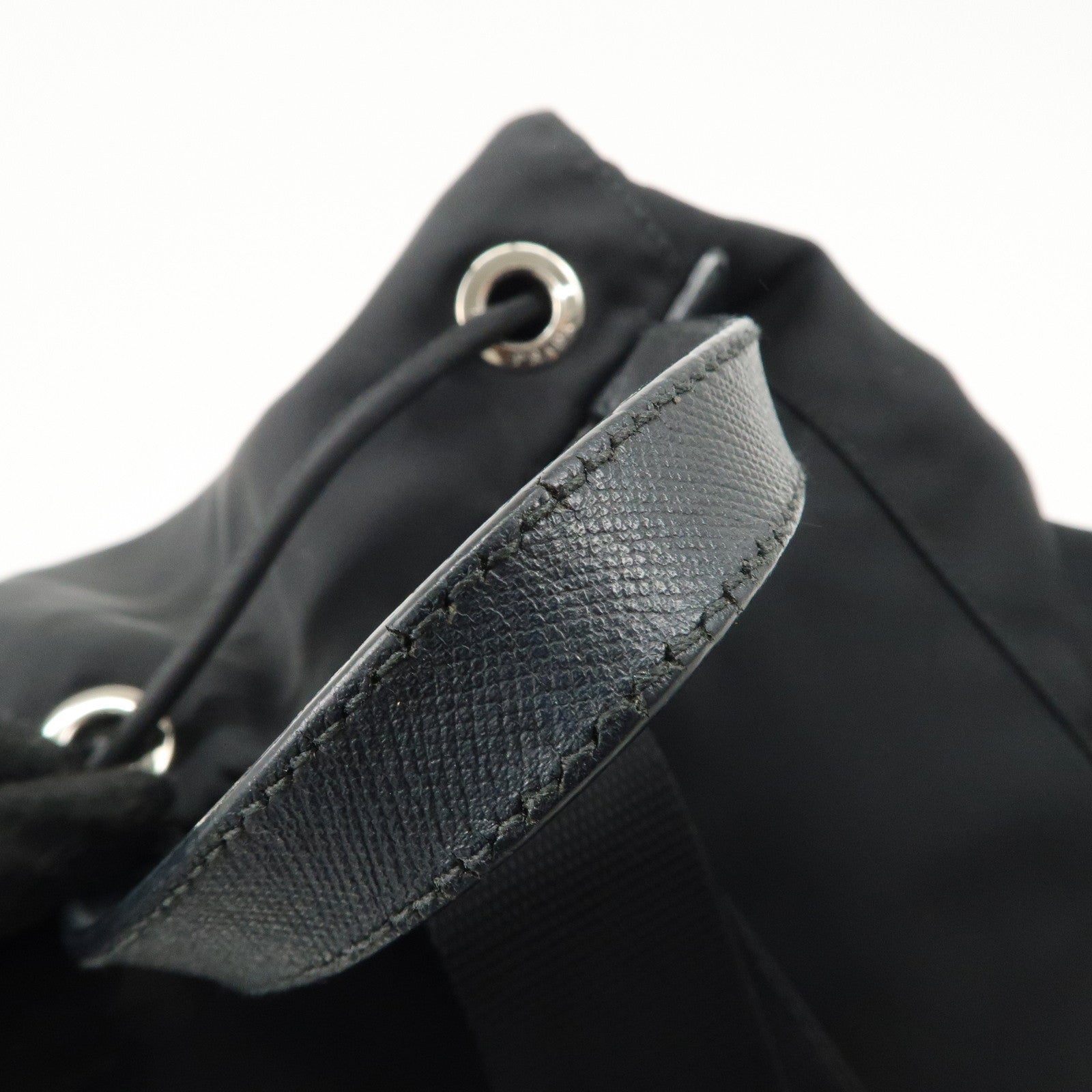 PRADA Triangle Logo Nylon Leather Backpack Ruck Sack Black Used