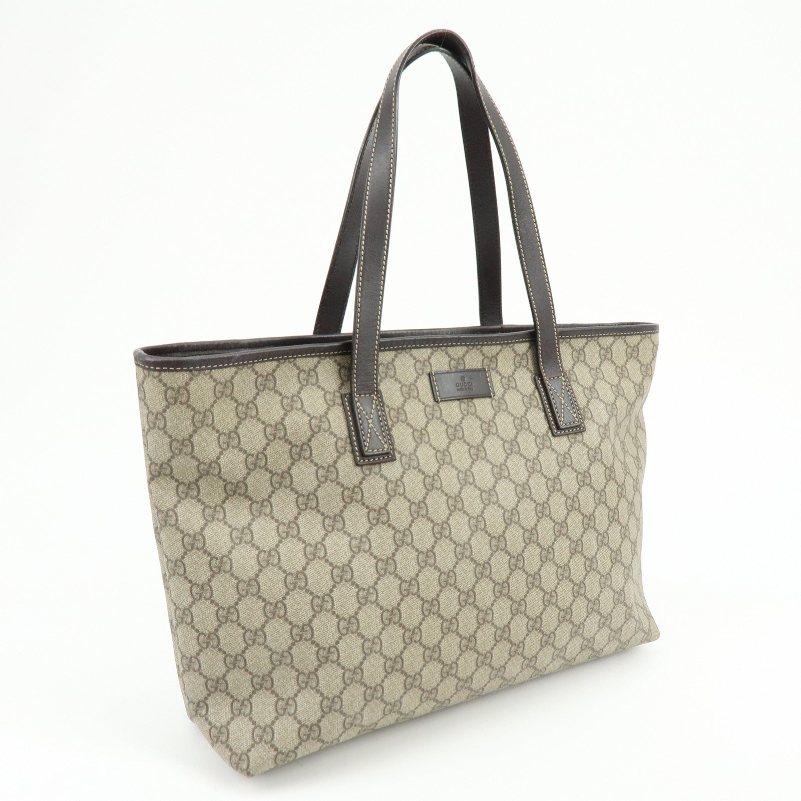 GUCCI GG Supreme Leather Tote Bag Shoulder Bag Hand Bag Beige
