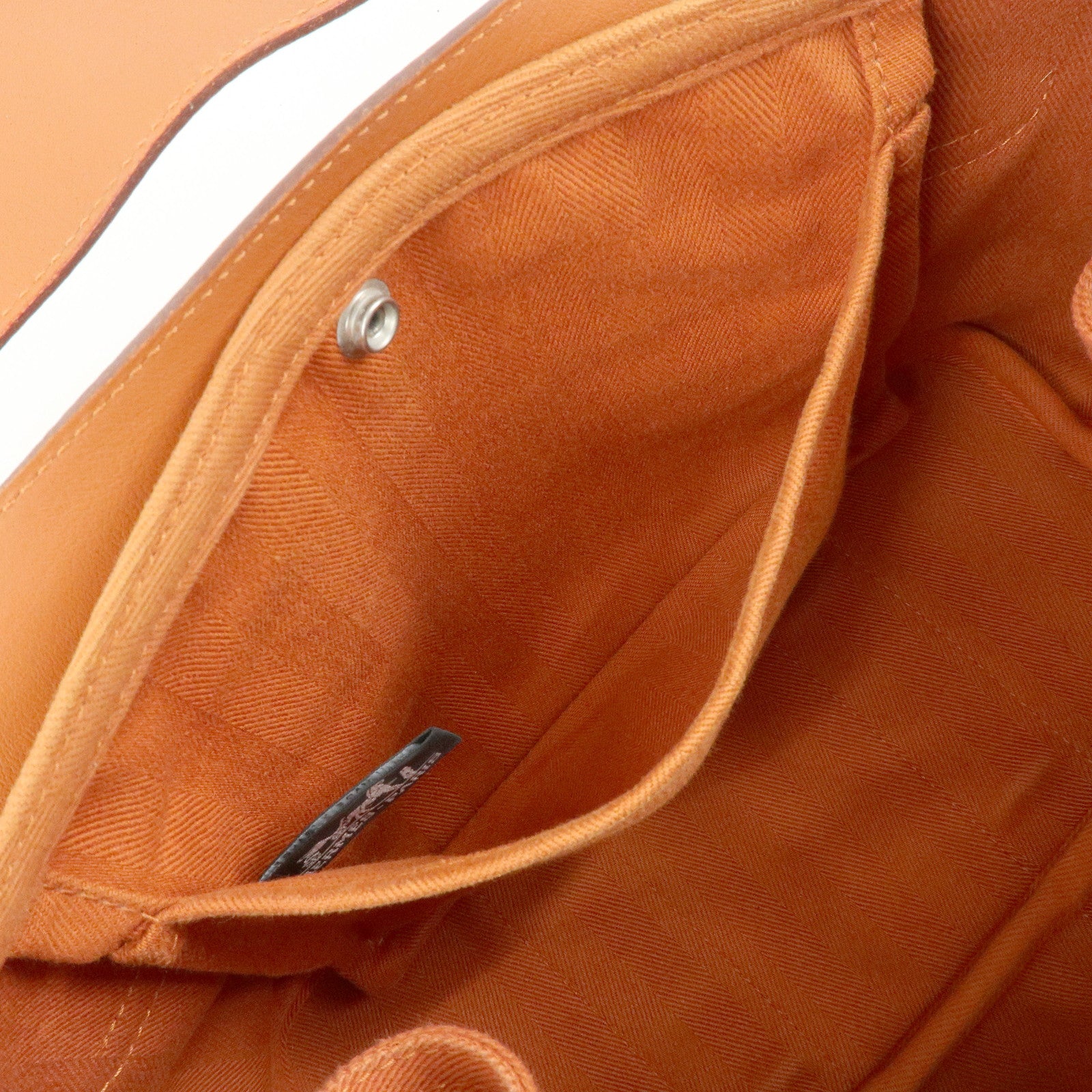HERMES Valparaiso PM Toile Chevron Leather Tote Bag Hand Bag Orange