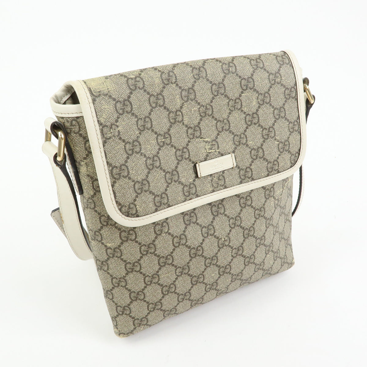 GUCCI GG Supreme Leather Shoulder Bag Crossbody Bag Beige Ivory 223666