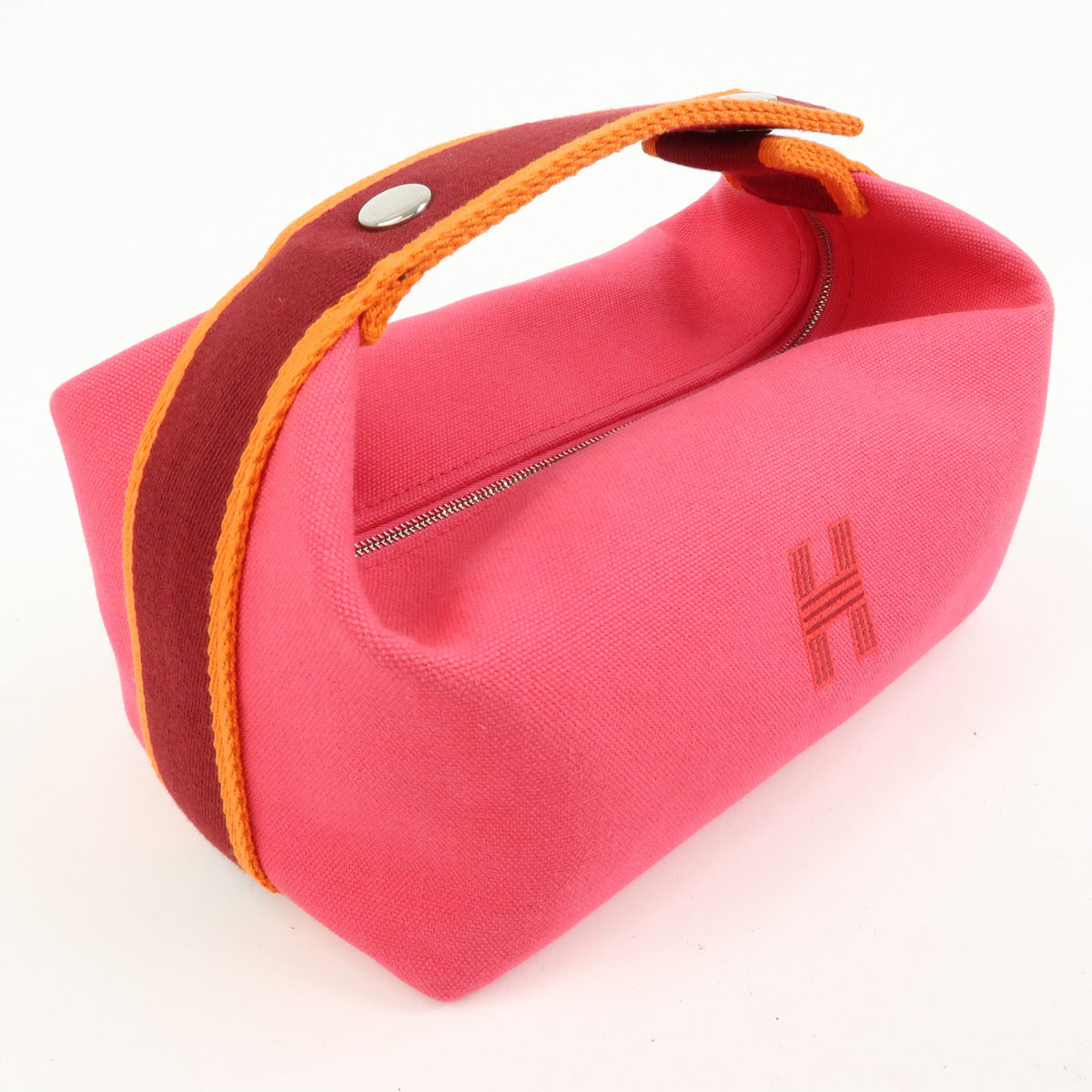 HERMES Bride A Brac PM Canvas Hand Bag Vanity Bag B Stamped Hibiscus