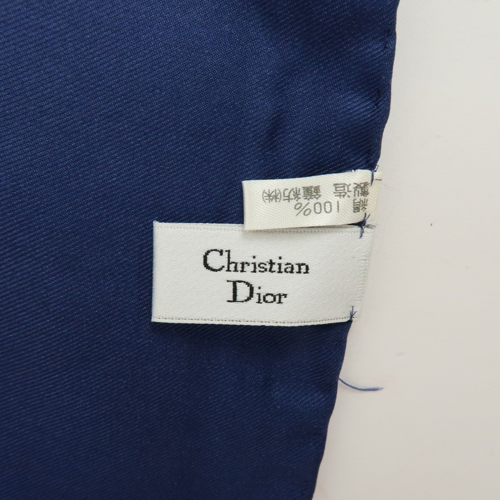 Christian Dior Silk 100% Scarf Flower Wheat Motif Navy Purple Gold