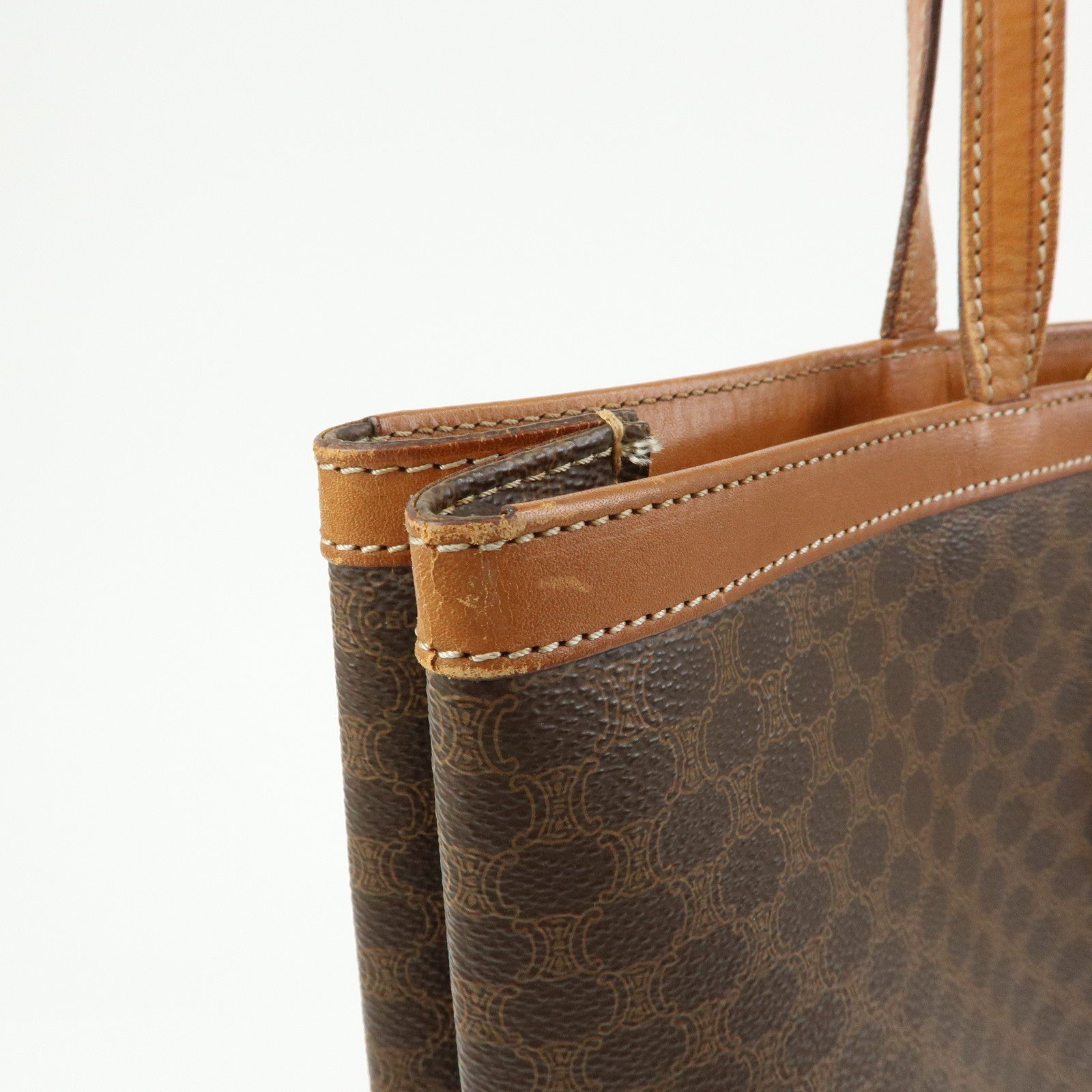 CELINE Macadam PVC Leather Tote Bag Shoulder Bag Brown