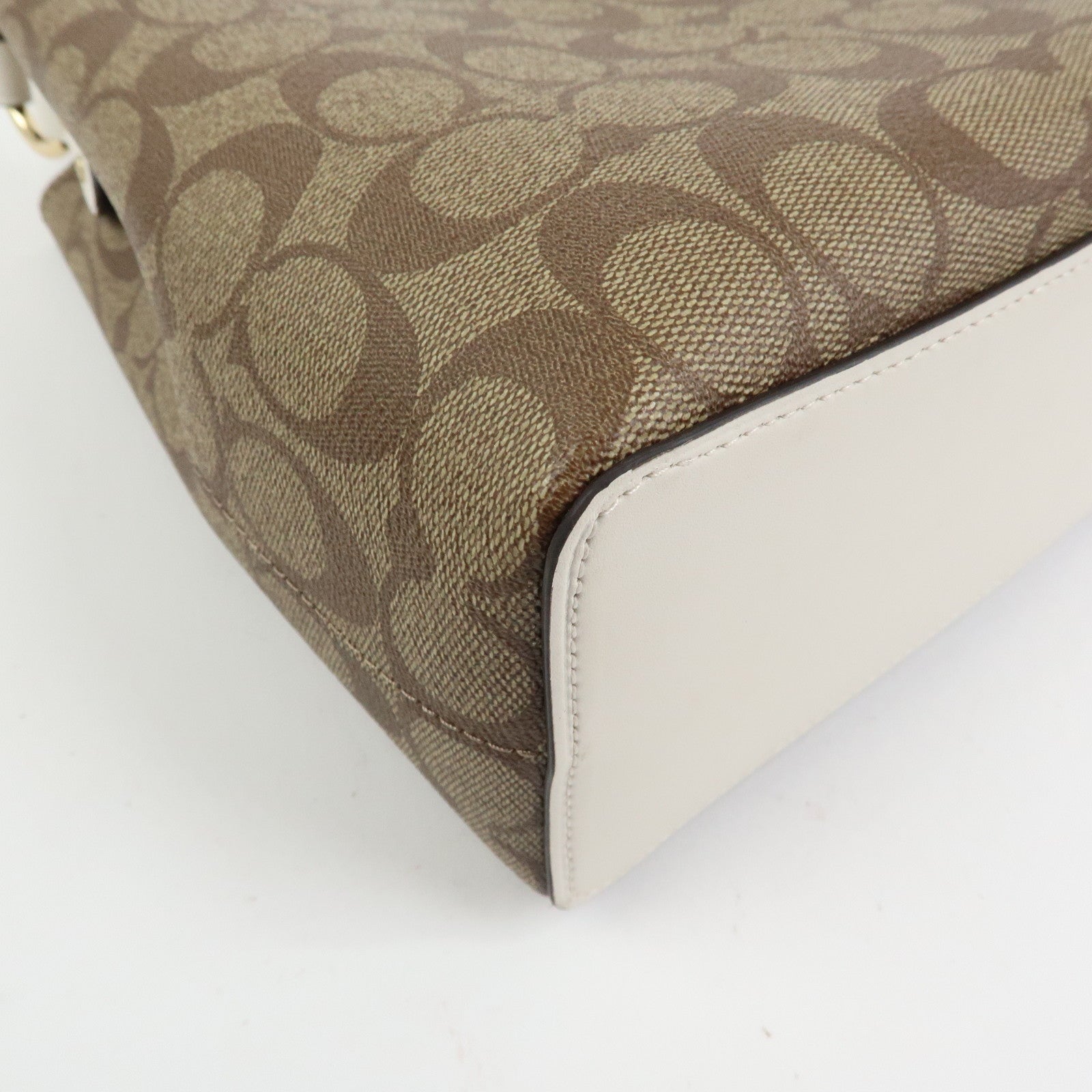 COACH Signature PVC Leather 2Way Shoulder Bag Hand Bag Beige Brown