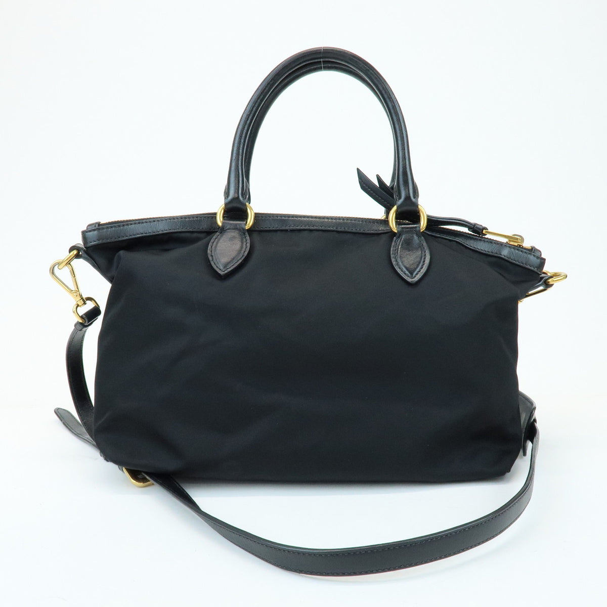 PRADA Triangle Logo Nylon Leather 2Way Bag Hand Bag Shoulder Bag 1BA104