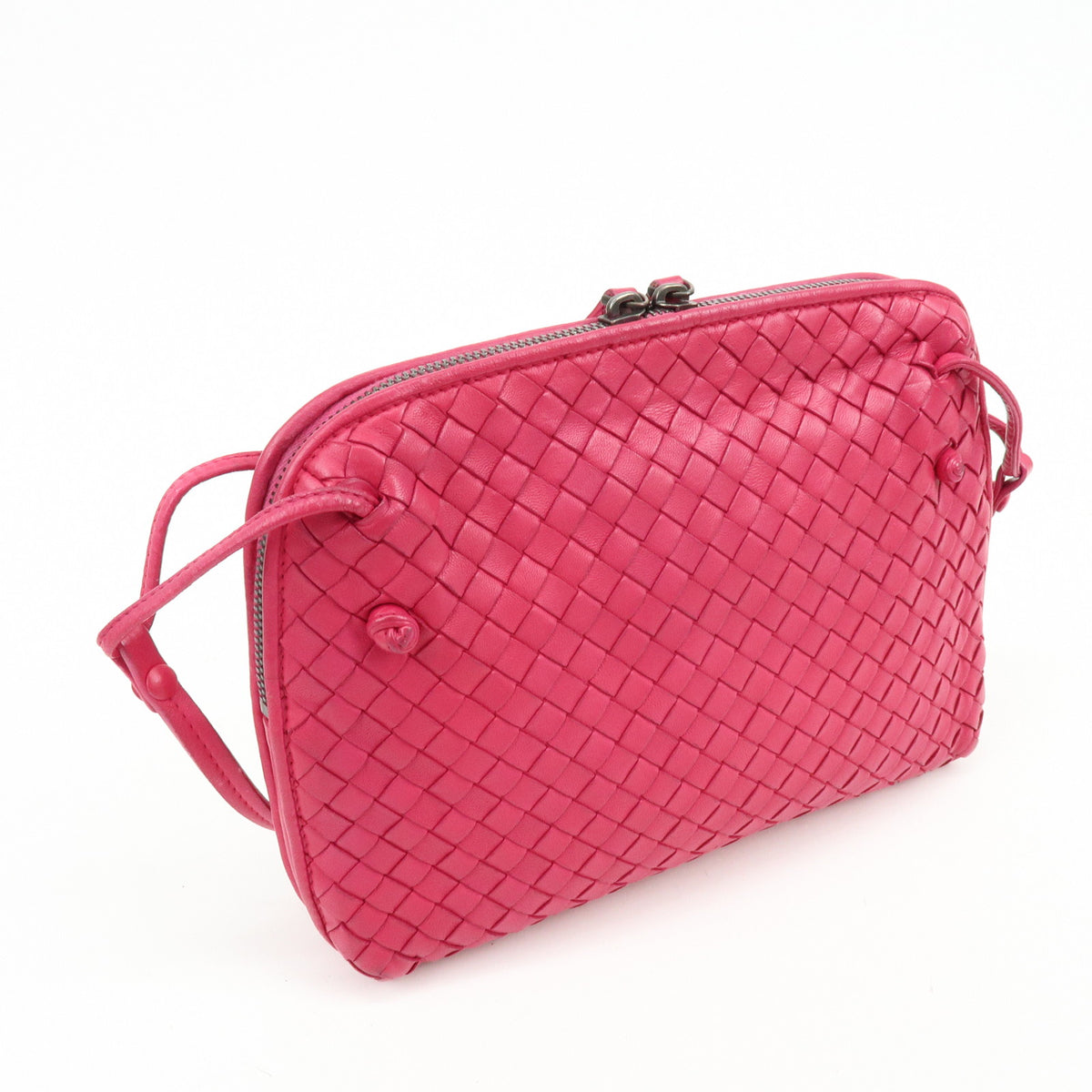 BOTTEGA VENETA Inttrecciato Nodini Leather Shoulder Bag Pink