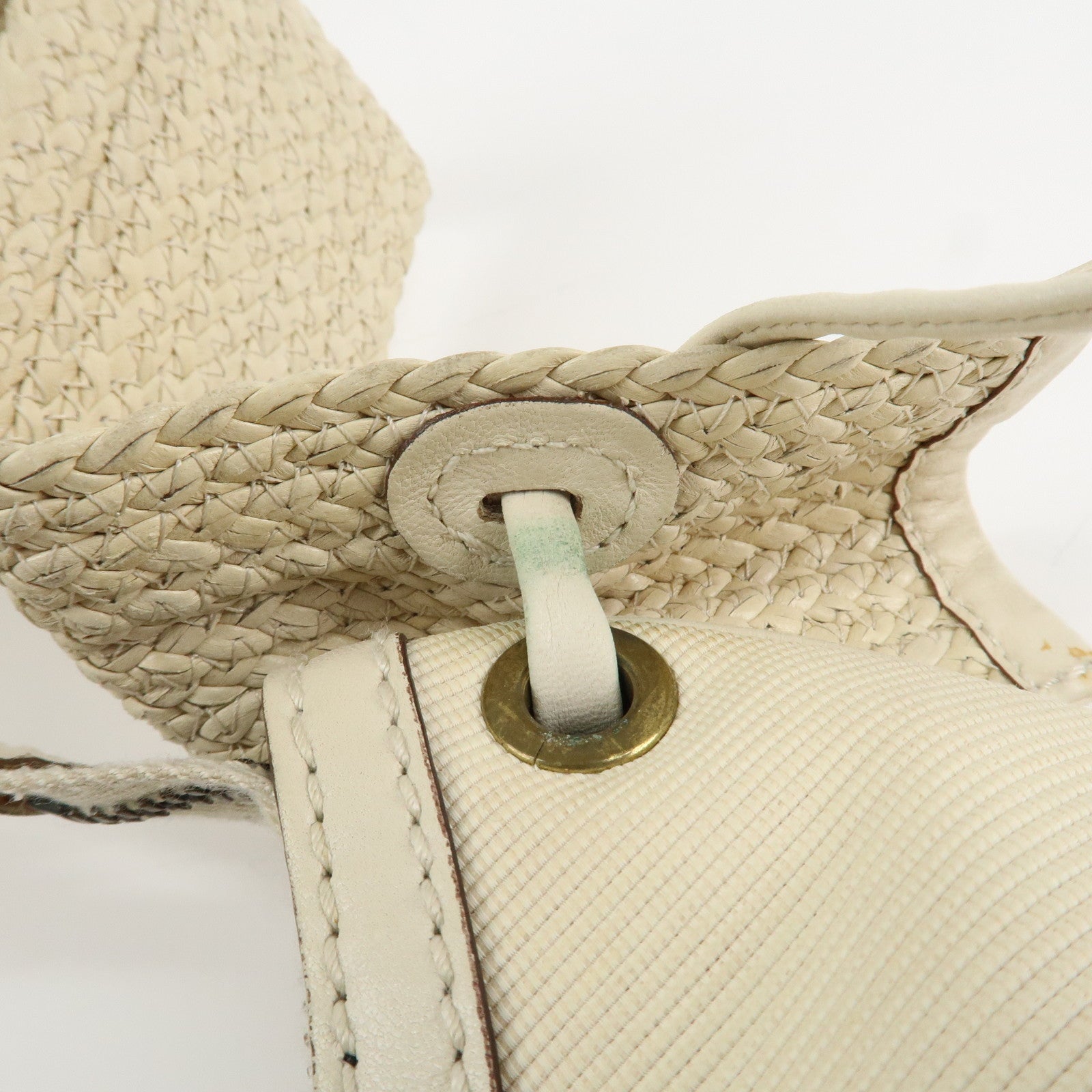 GUCCI Canvas Leather Hobo Bag Shoulder Bag Hand Bag Ivory 106293 Used