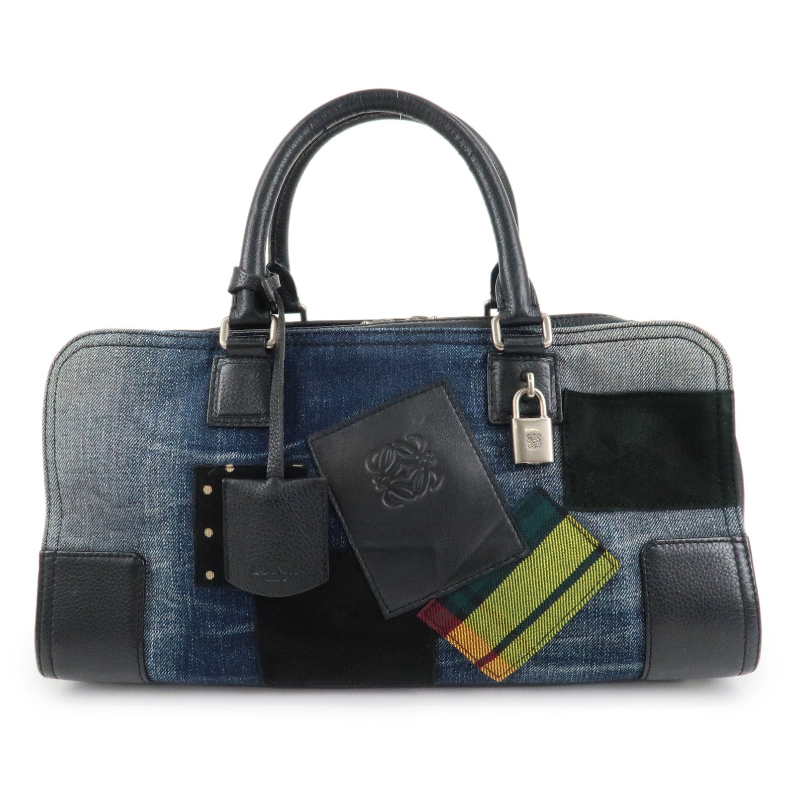 LOEWE Amazona 35 Anagram Denim Leather Junya Watanabe Hand Bag Used