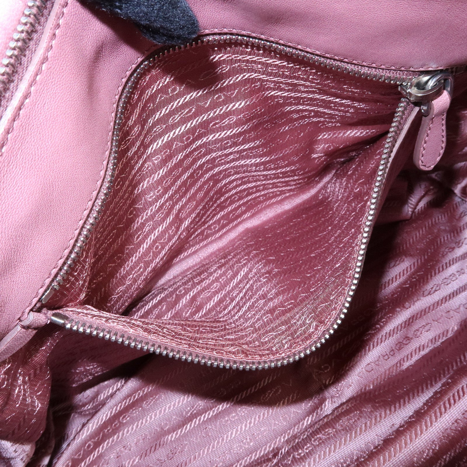 PRADA Logo Nappa Leather 2Way Bag Hand Bag Shoulder Bag Pink