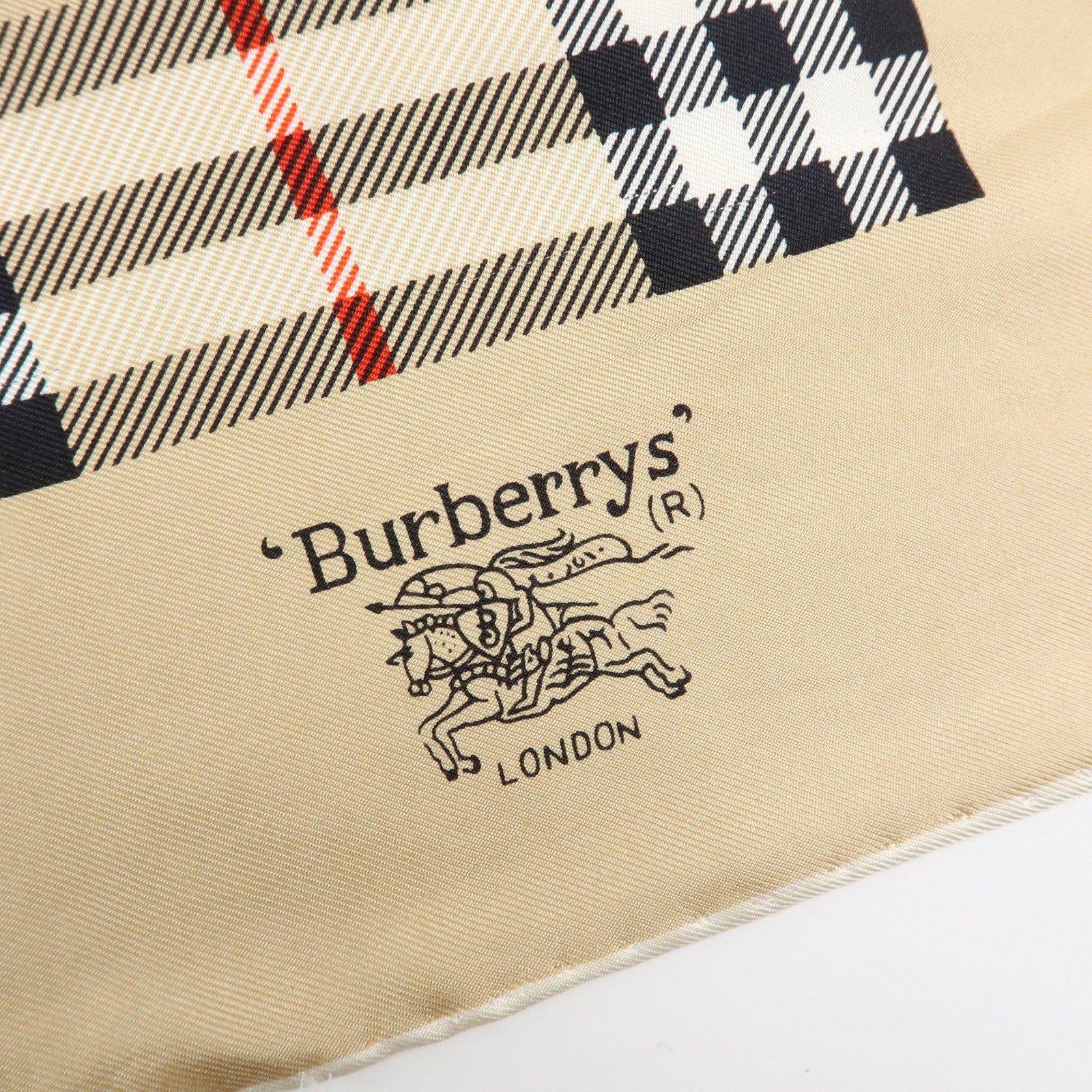 BURBERRY Nova Plaid Silk 100% Scarf Beige Black Red