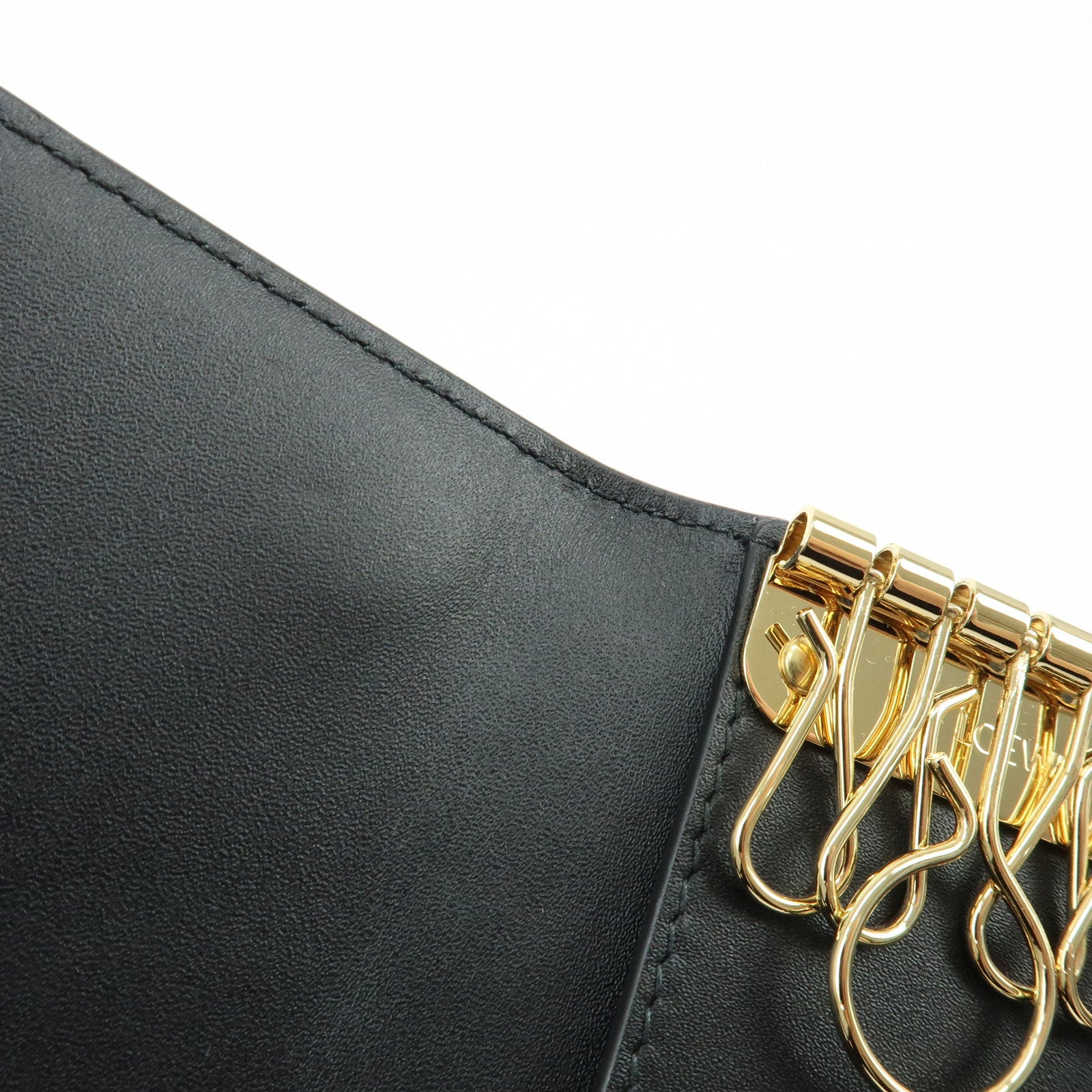 LOEWE Repeat Anagram Calf Leather 6 Ring Key Case Key Holder Black