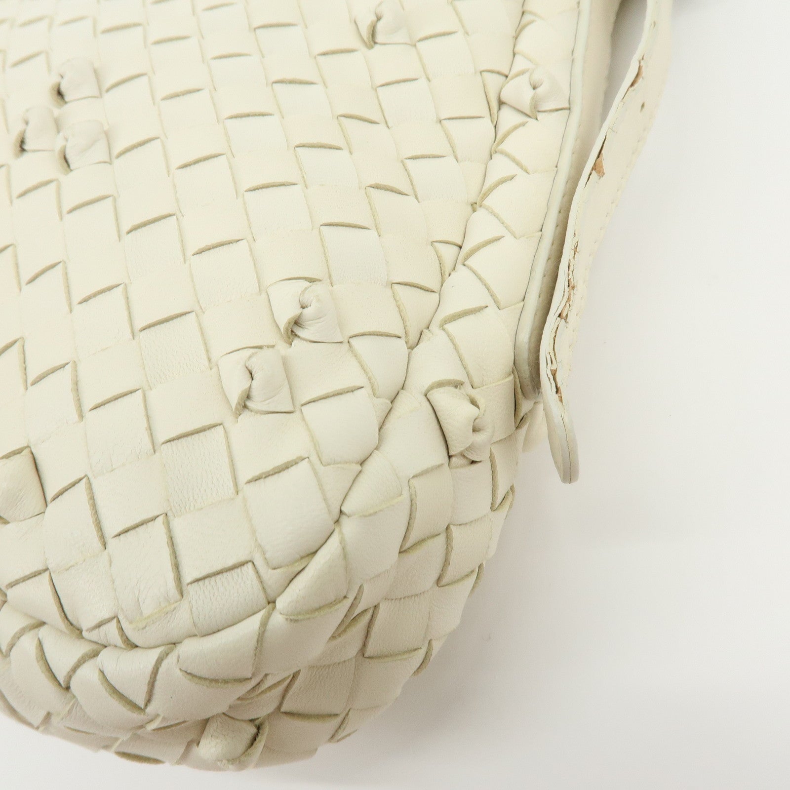 BOTTEGA VENETA Intrecciato Leather Shoulder Bag Hand Bag White 133507