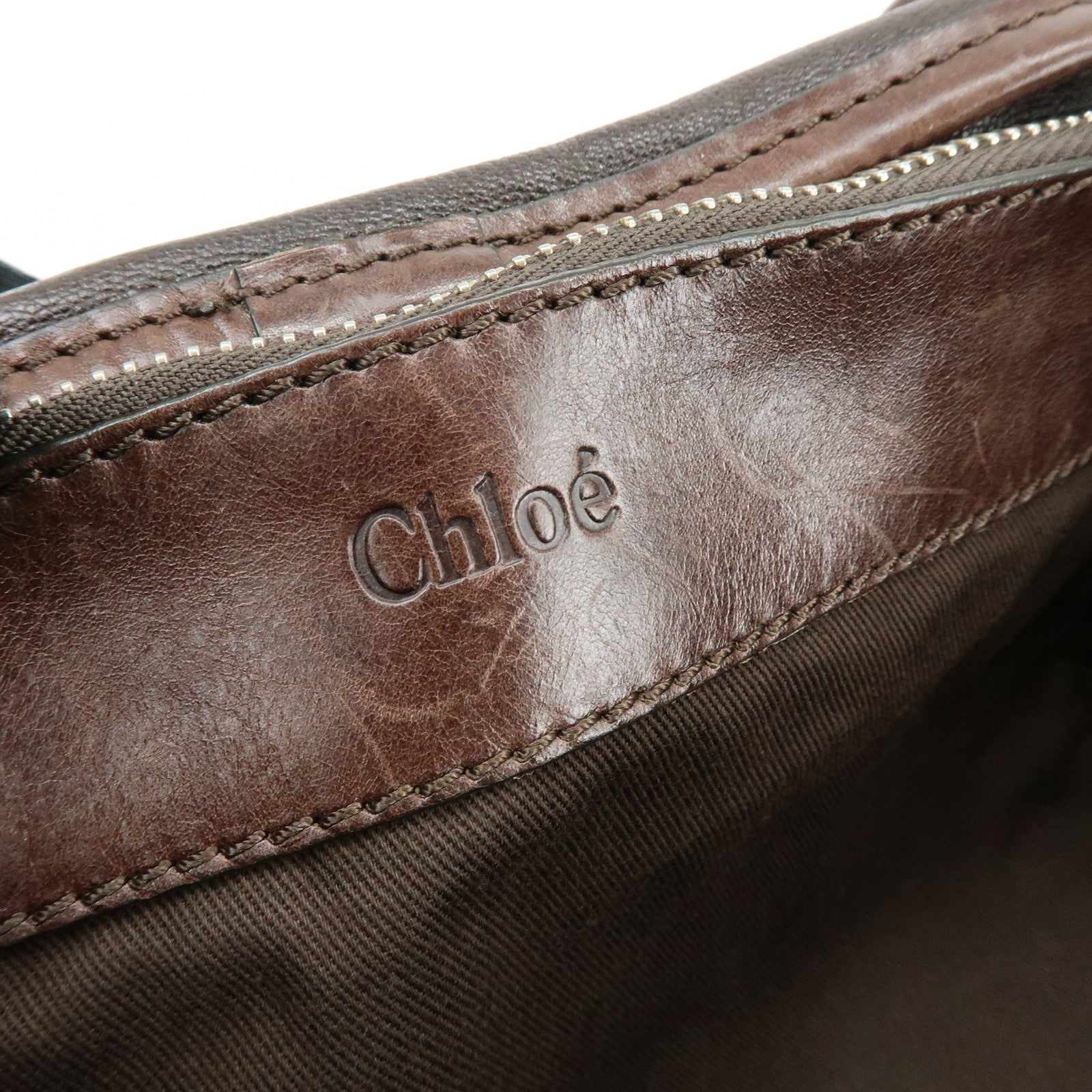 Chloe Kerala Leather Hand Bag Satchel Bag Brown Gold