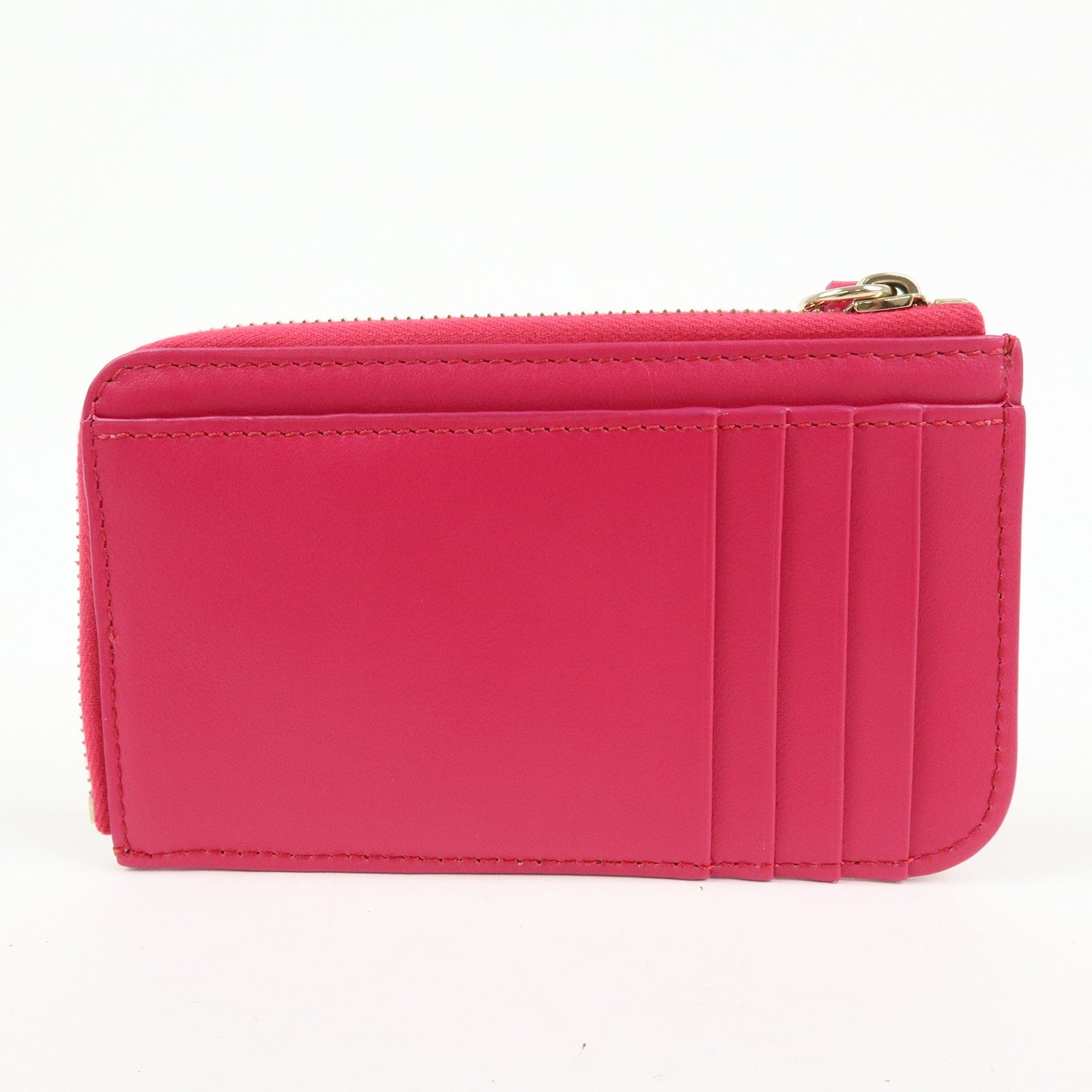 Chloe Logo Leather Card Case Key Case Pink