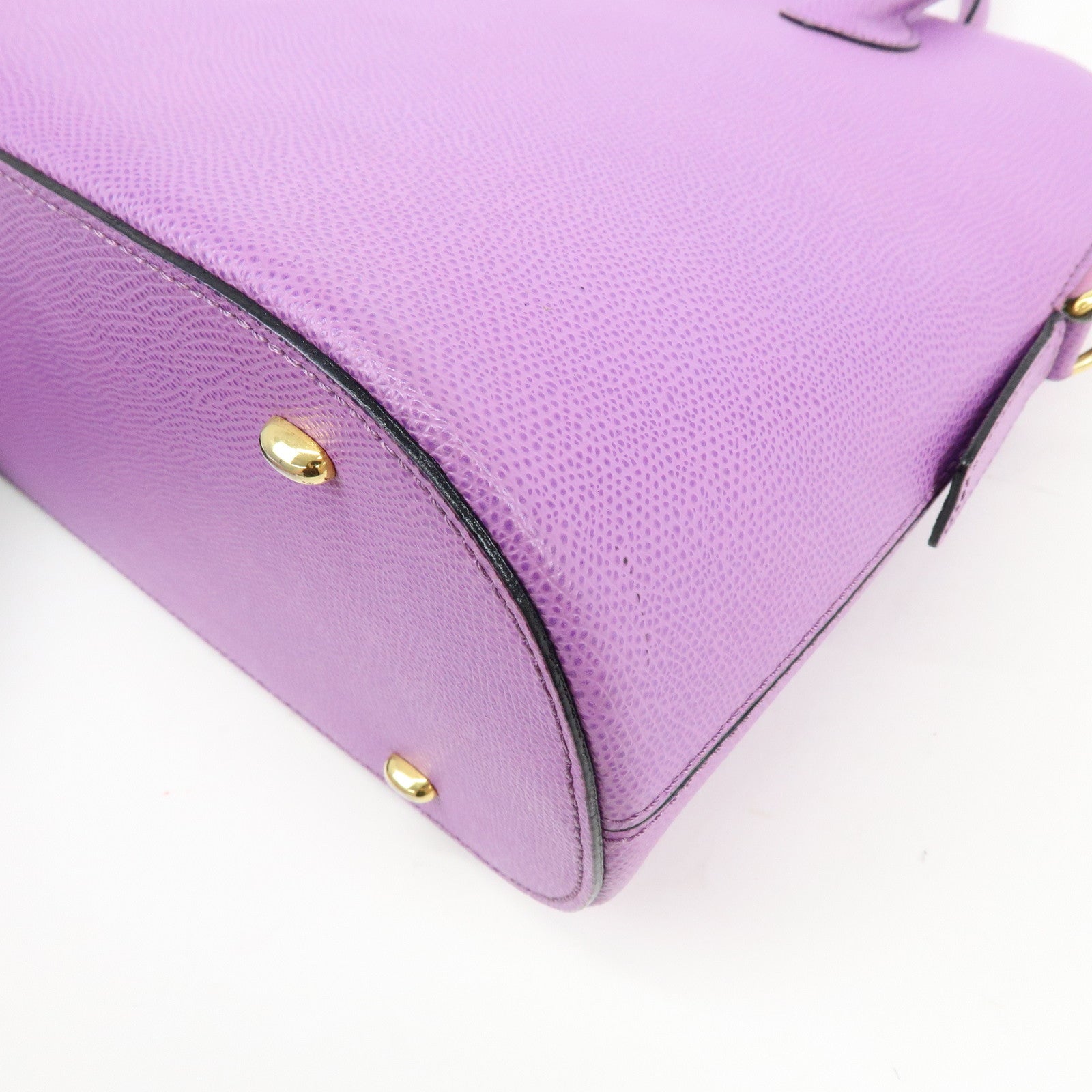 CELINE Leather 2Way Bag Shoulder Hand Bag Purple