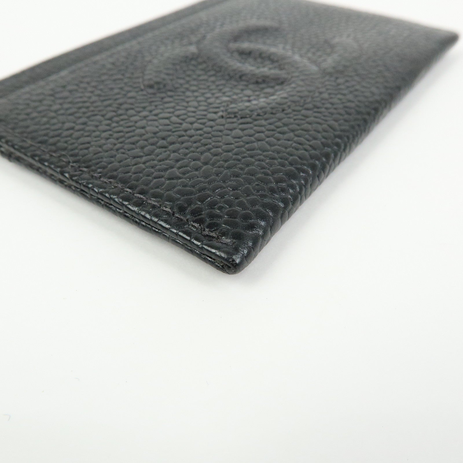 CHANEL COCO Mark Caviarskin Card Case Card Holder Black